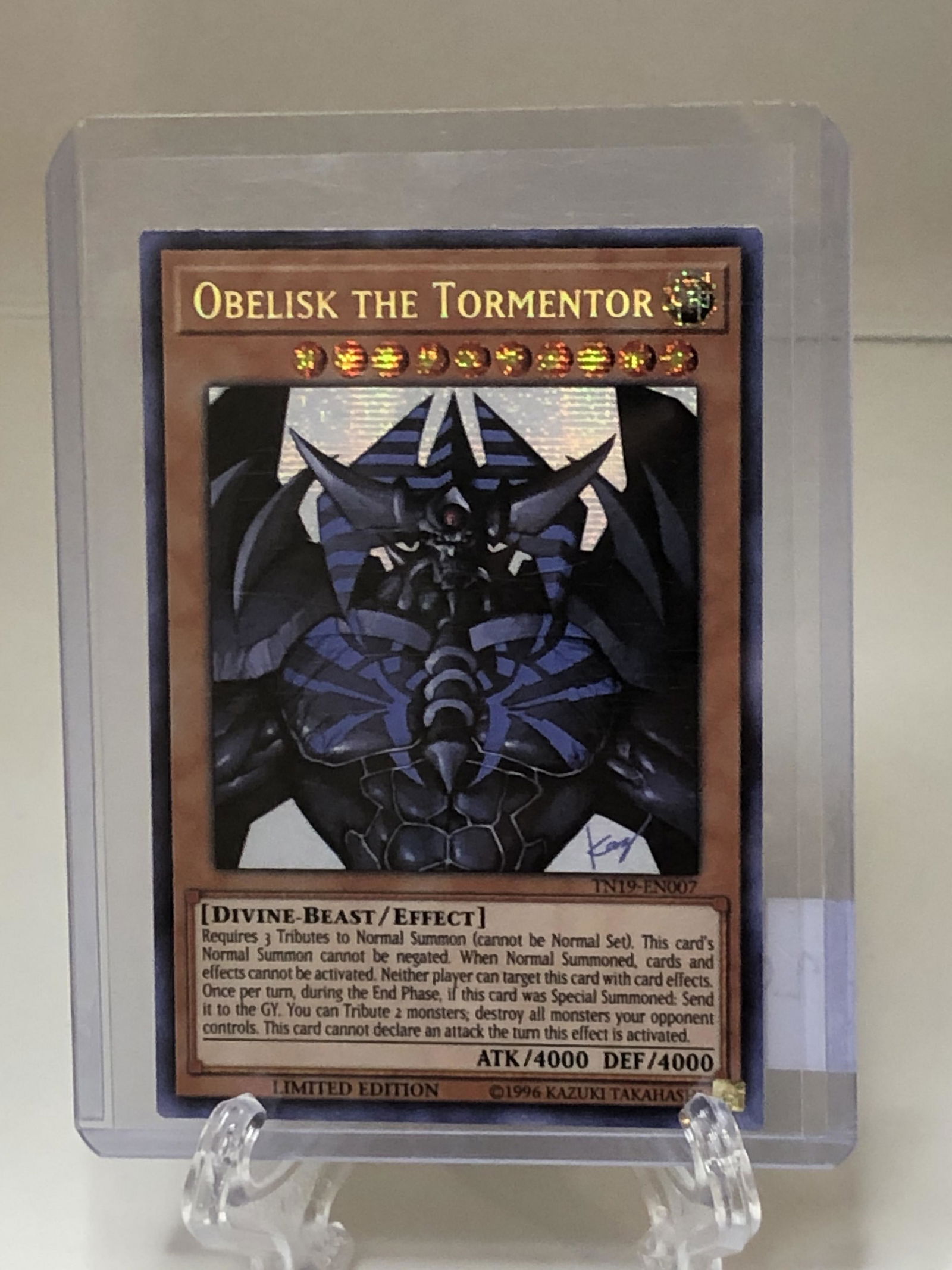 Limited Edition Obelisk the Tormentor Holo Yugioh Card: Limited Edition Obelisk the Tormentor Holo Yugioh Card