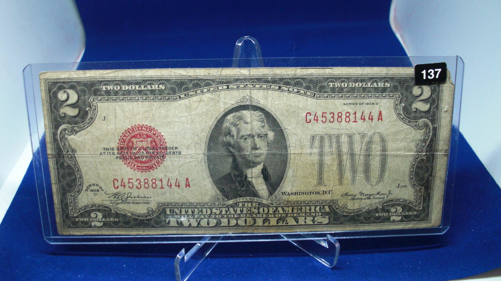 1928d $2 red seal: in nice holder