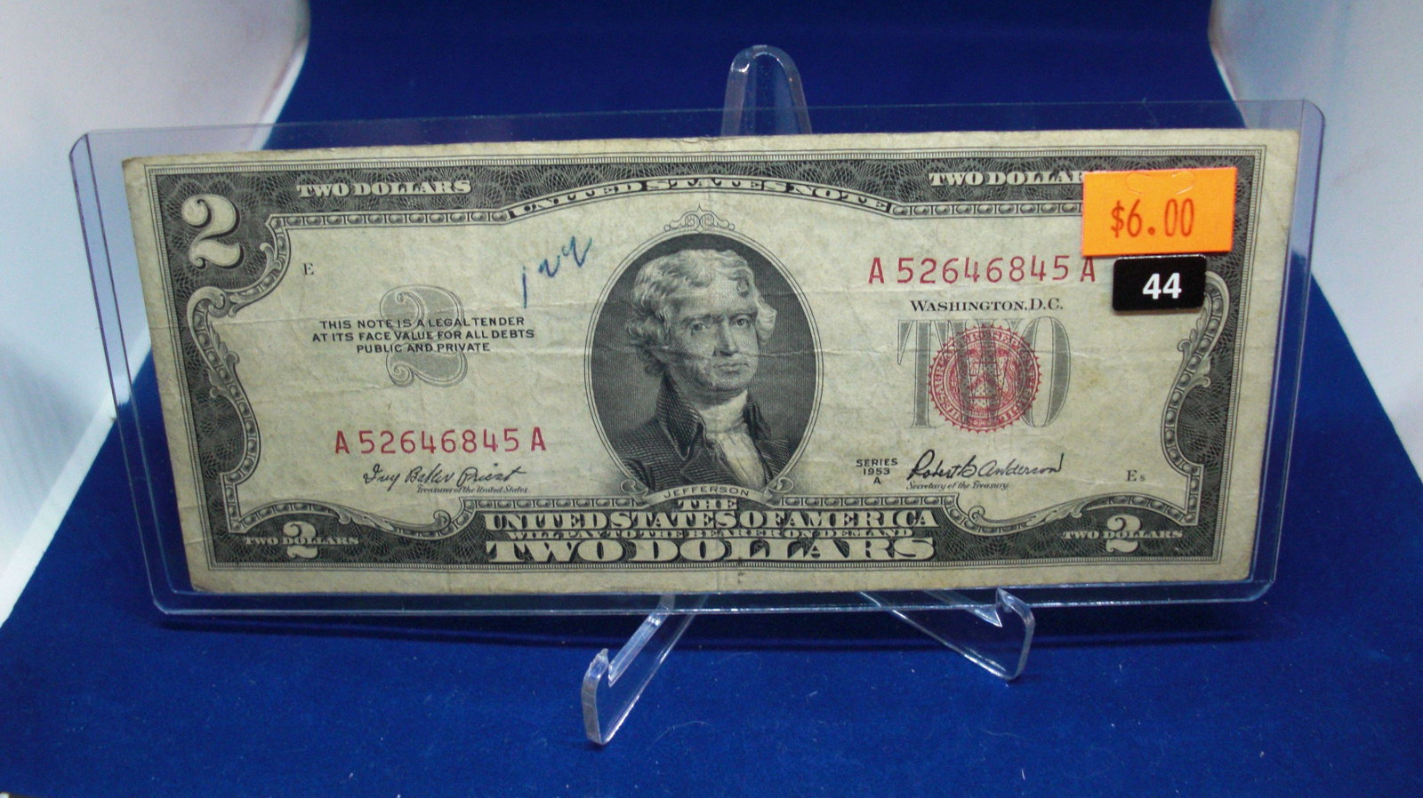 1953a $2 red seal: in top loader