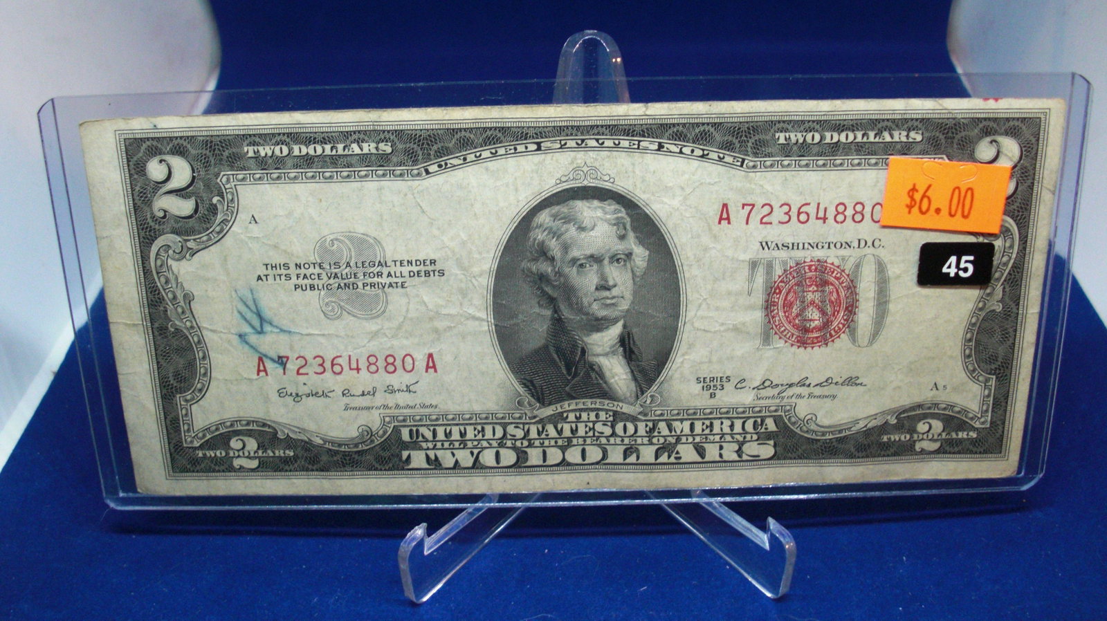 1953b $2 red seal: in top loader