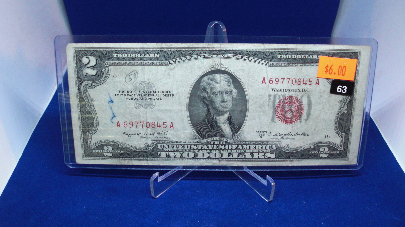 1953b $2 red seal: in nice case