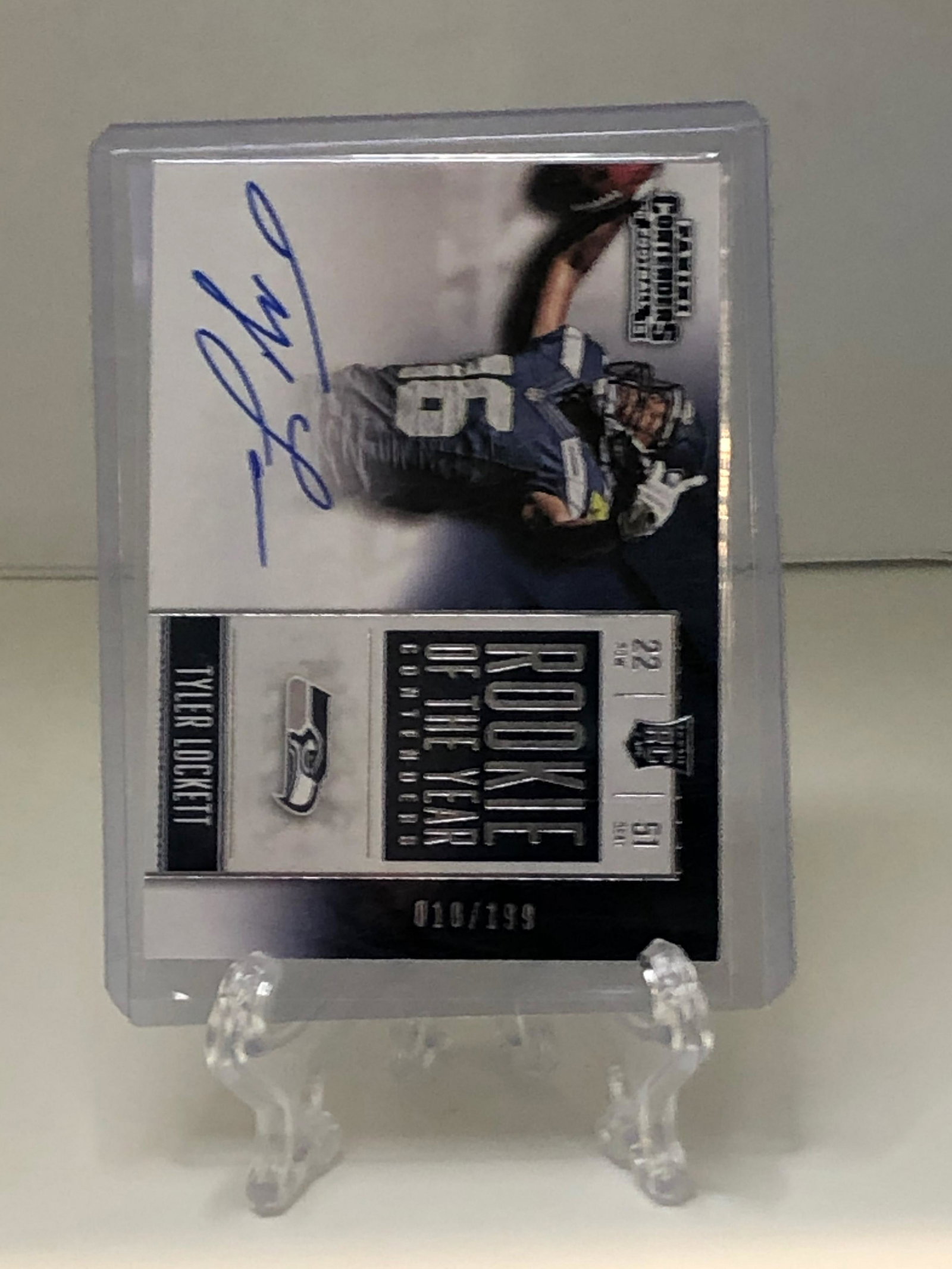 panini rc autographed tyler locket football card: sports trading card