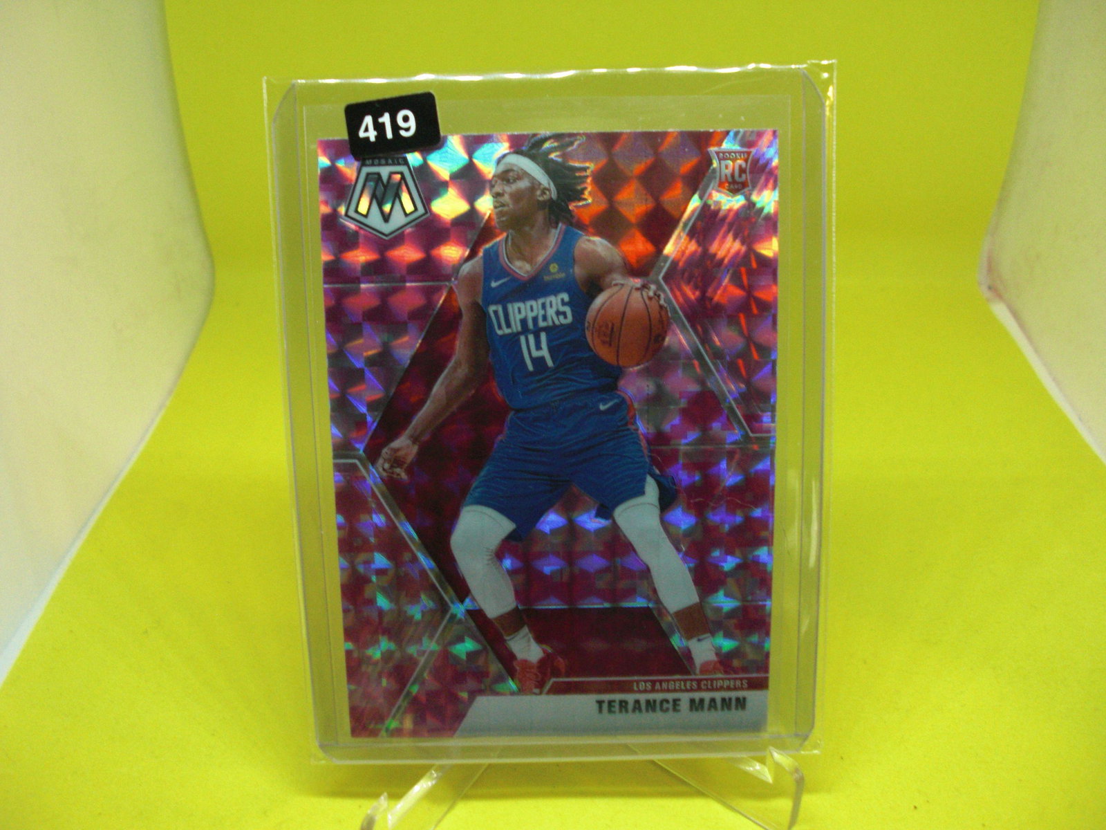 terance mann pink rookie mosaic: in top loader