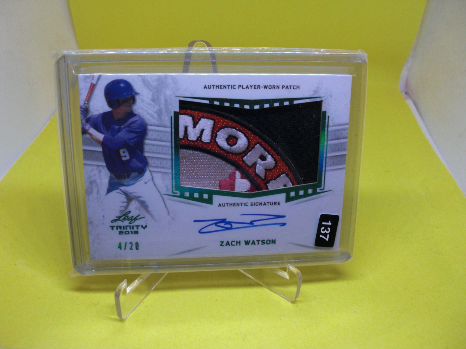 zach watson jersey/auto #4/20: in top loader