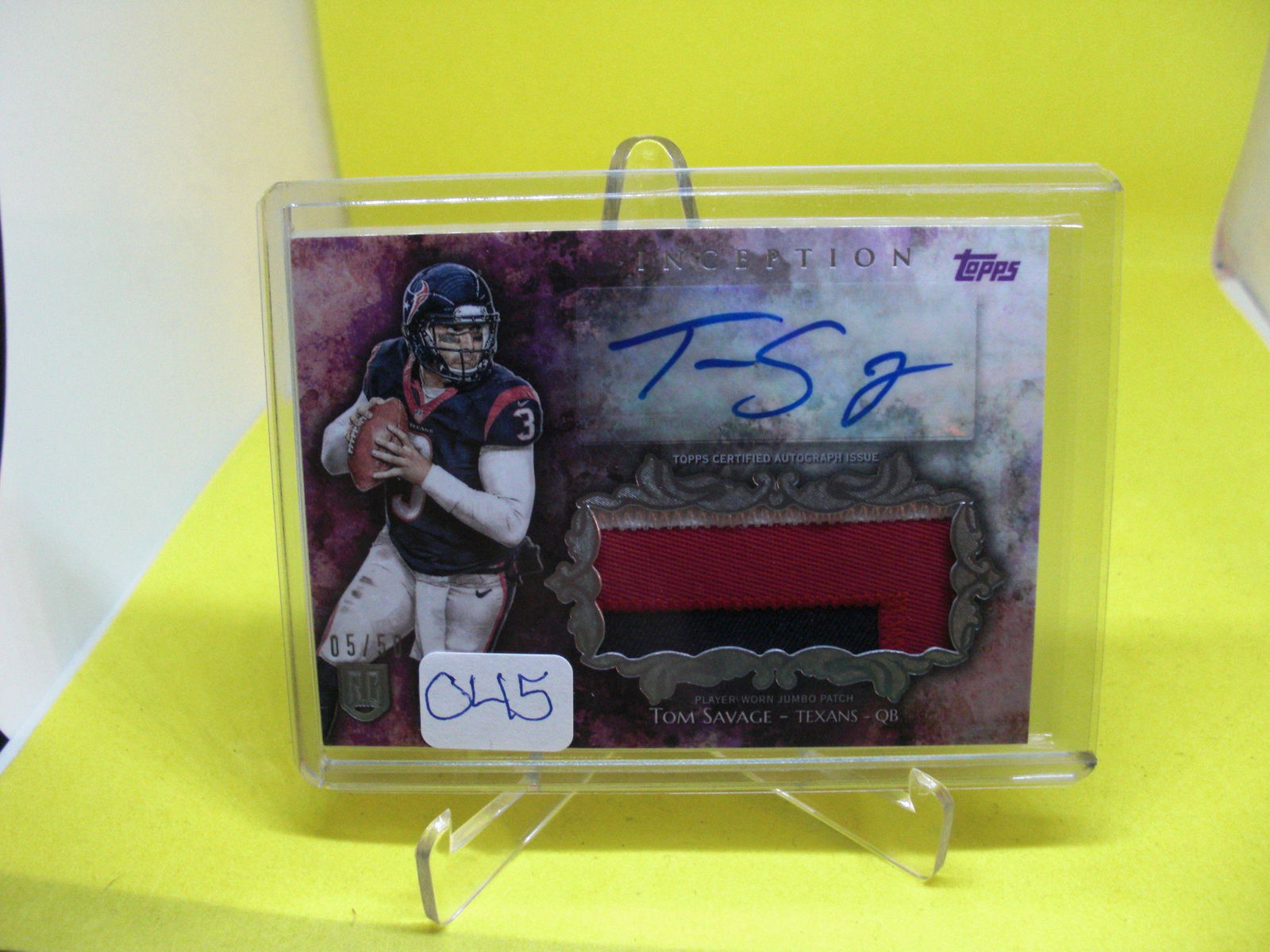 Tom Savage Rookie Signature Patch 5/50 (1 of 1)