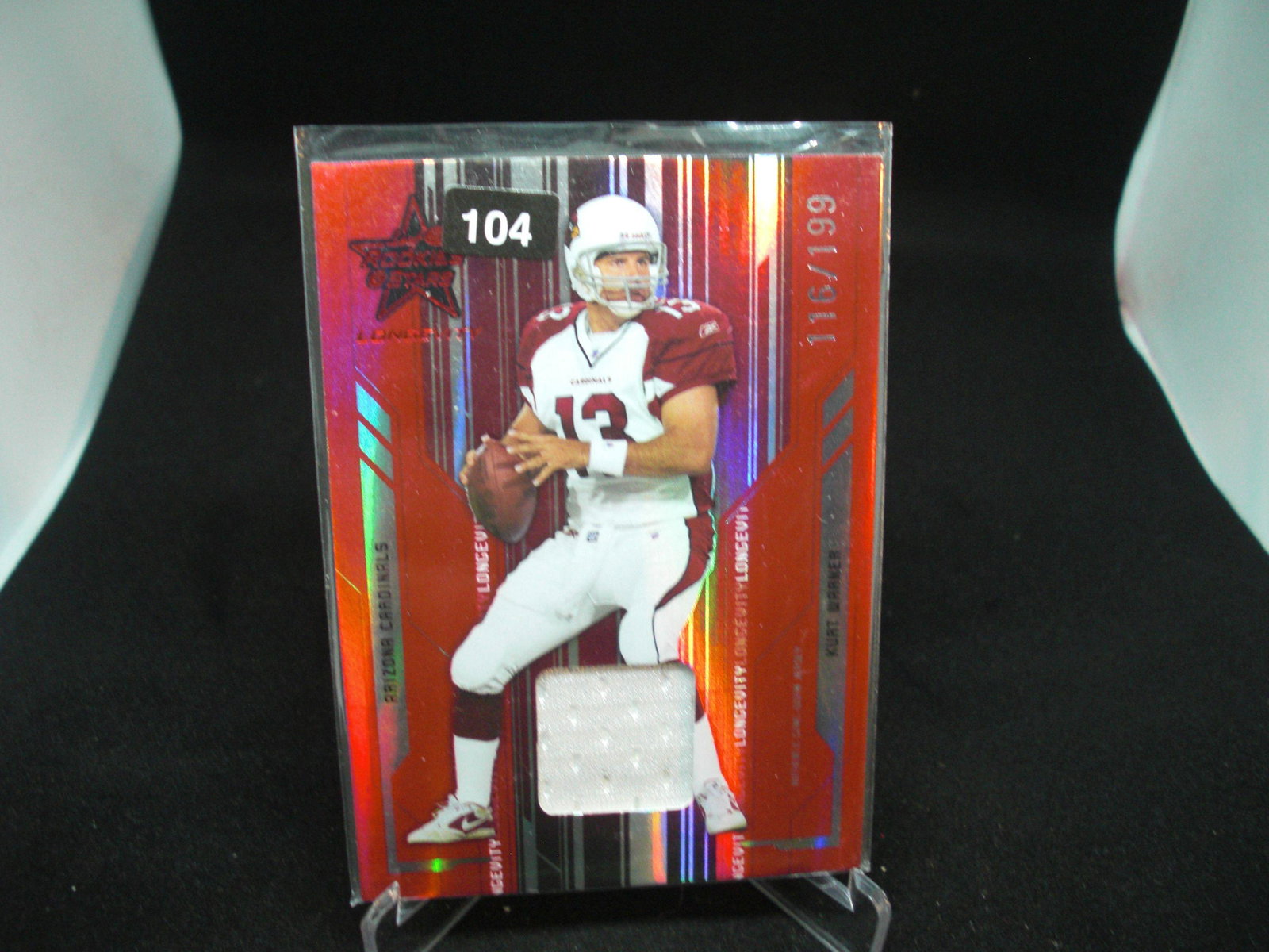 kurt warner jersey card #116/199 rookies and stars: cardinals