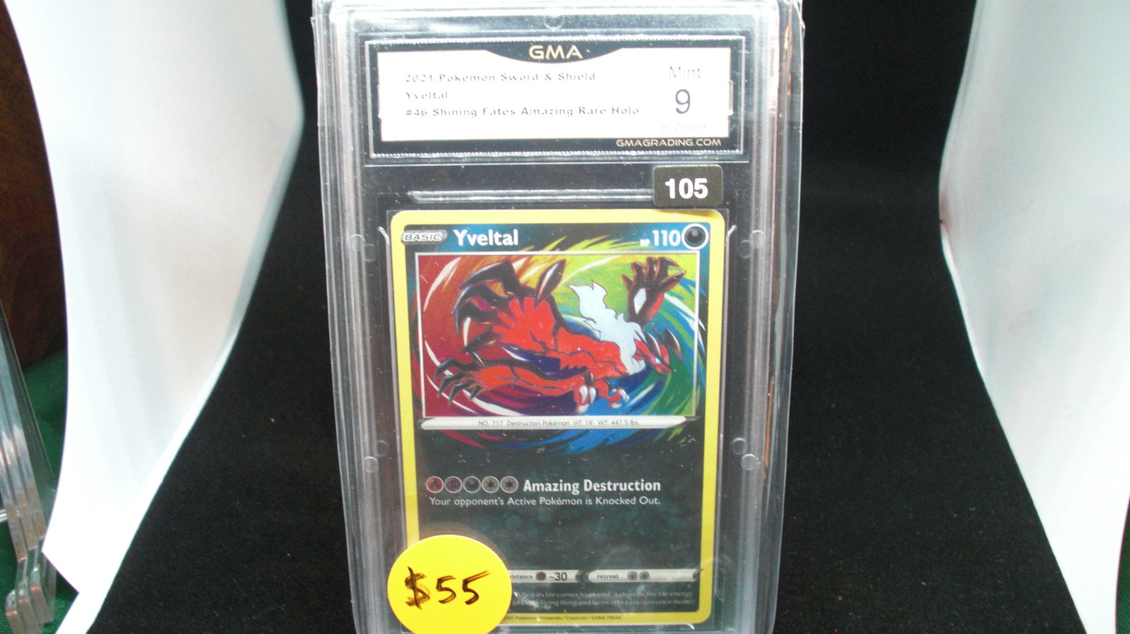 gma graded 2021 sword and shield yveltal mint 9: nice graded card