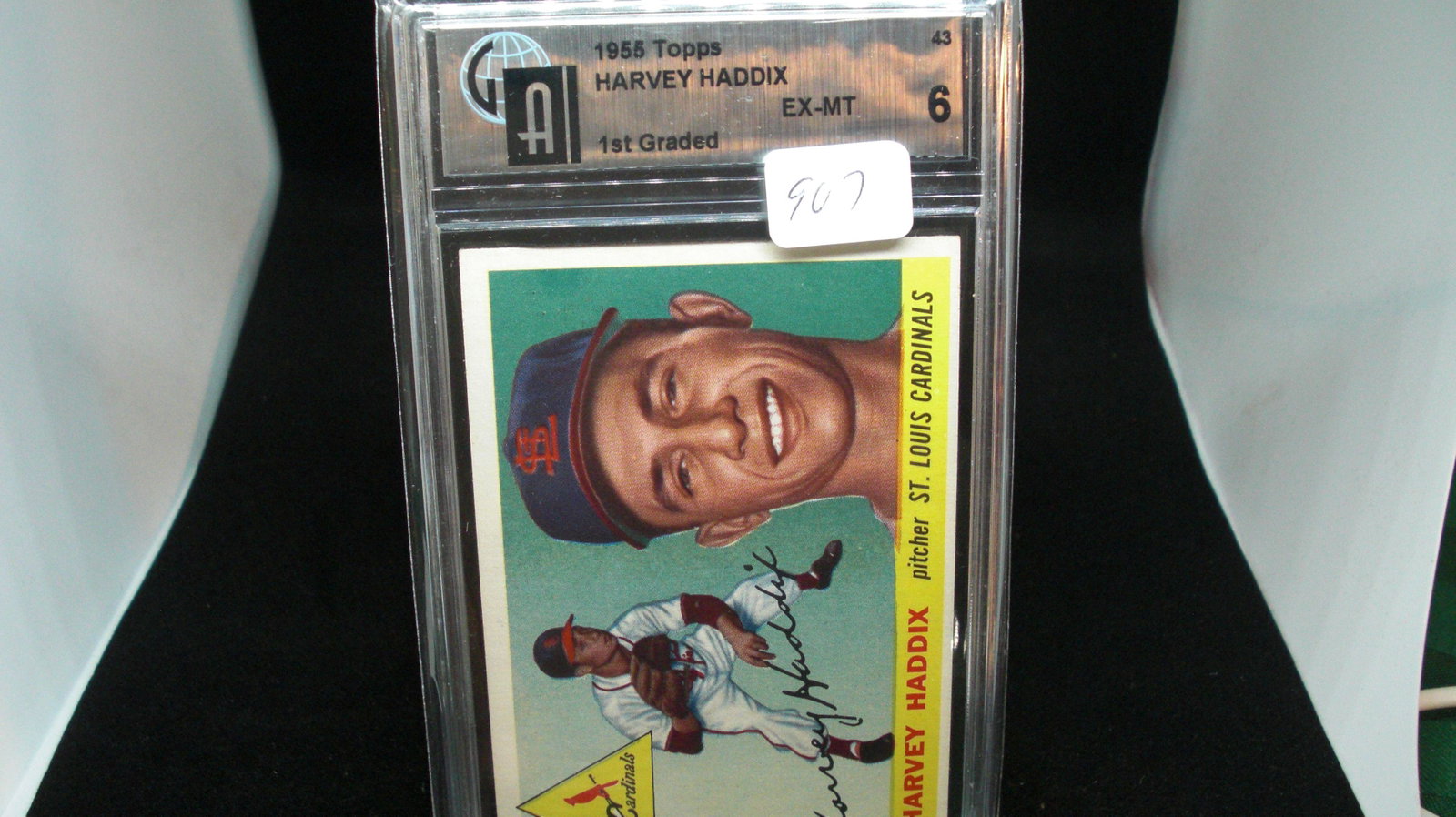 ga graded 1955 harvey haddix mint 6: nice graded card