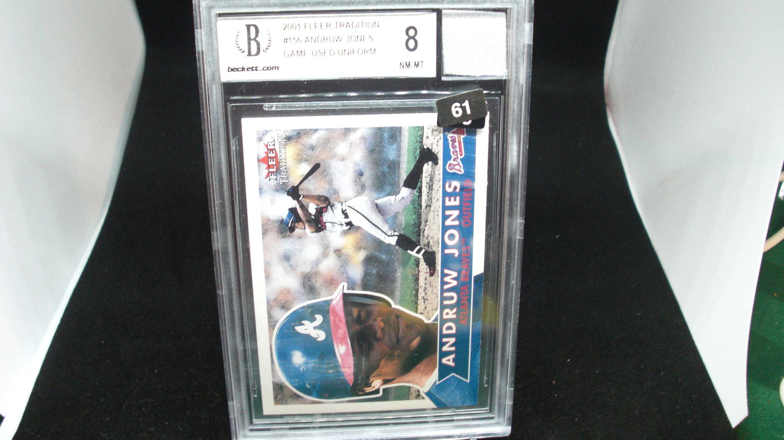 beckett graded 2001 andrew jones mint 8 jersey (1 of 1)