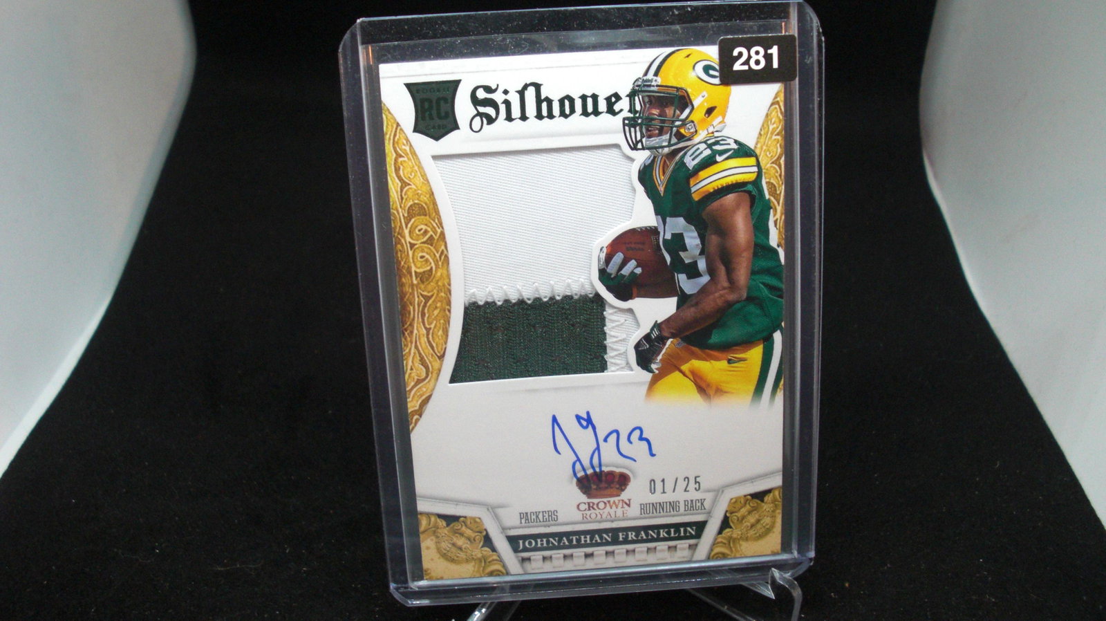 jonathan franklin auto/pathc rookie silhouette #01/25: in top loader