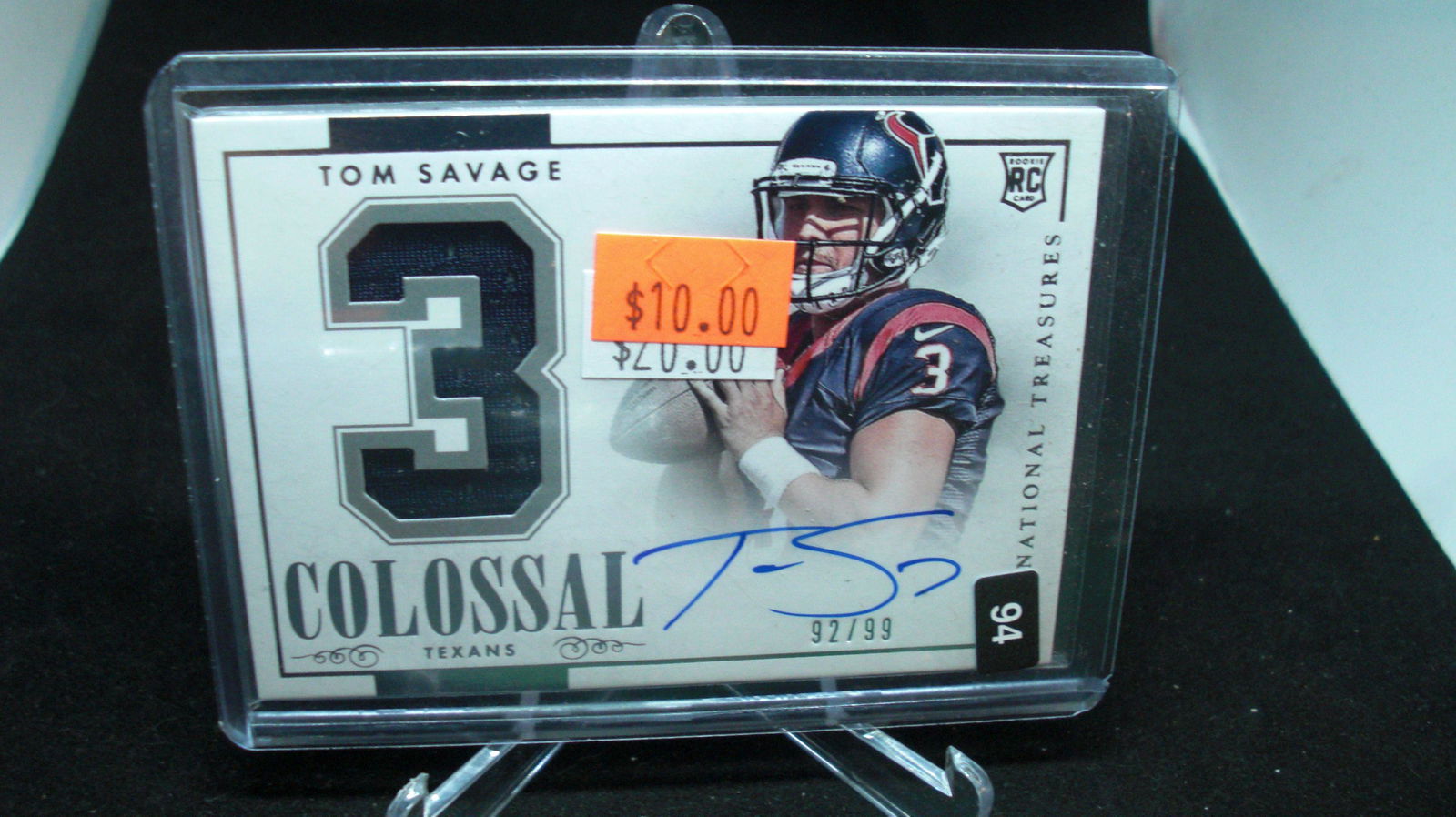 tom savage jersey #92/99 national treasures rookie (1 of 1)