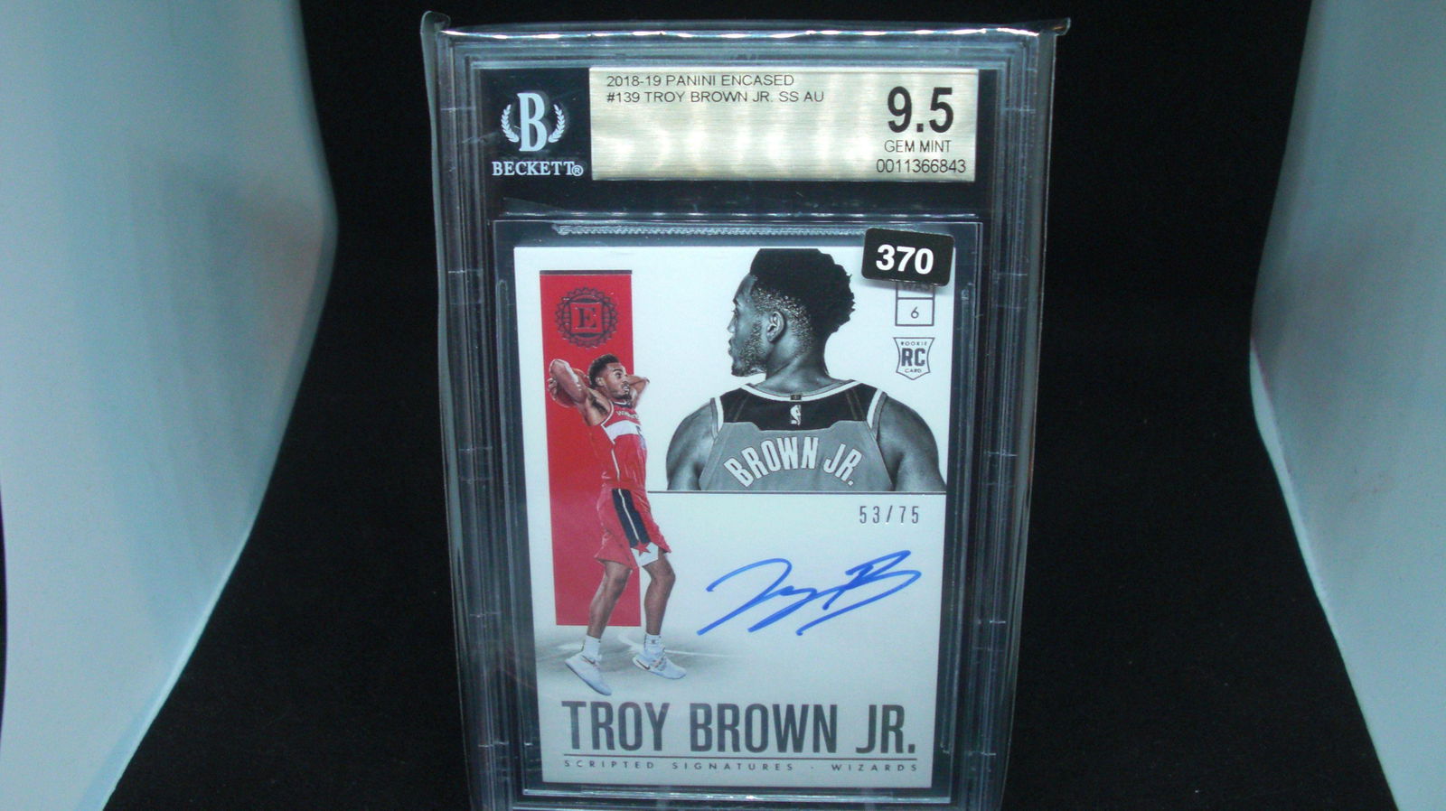beckett graded 2018/9 troy borwn jr auto #53/75 mint (1 of 1)