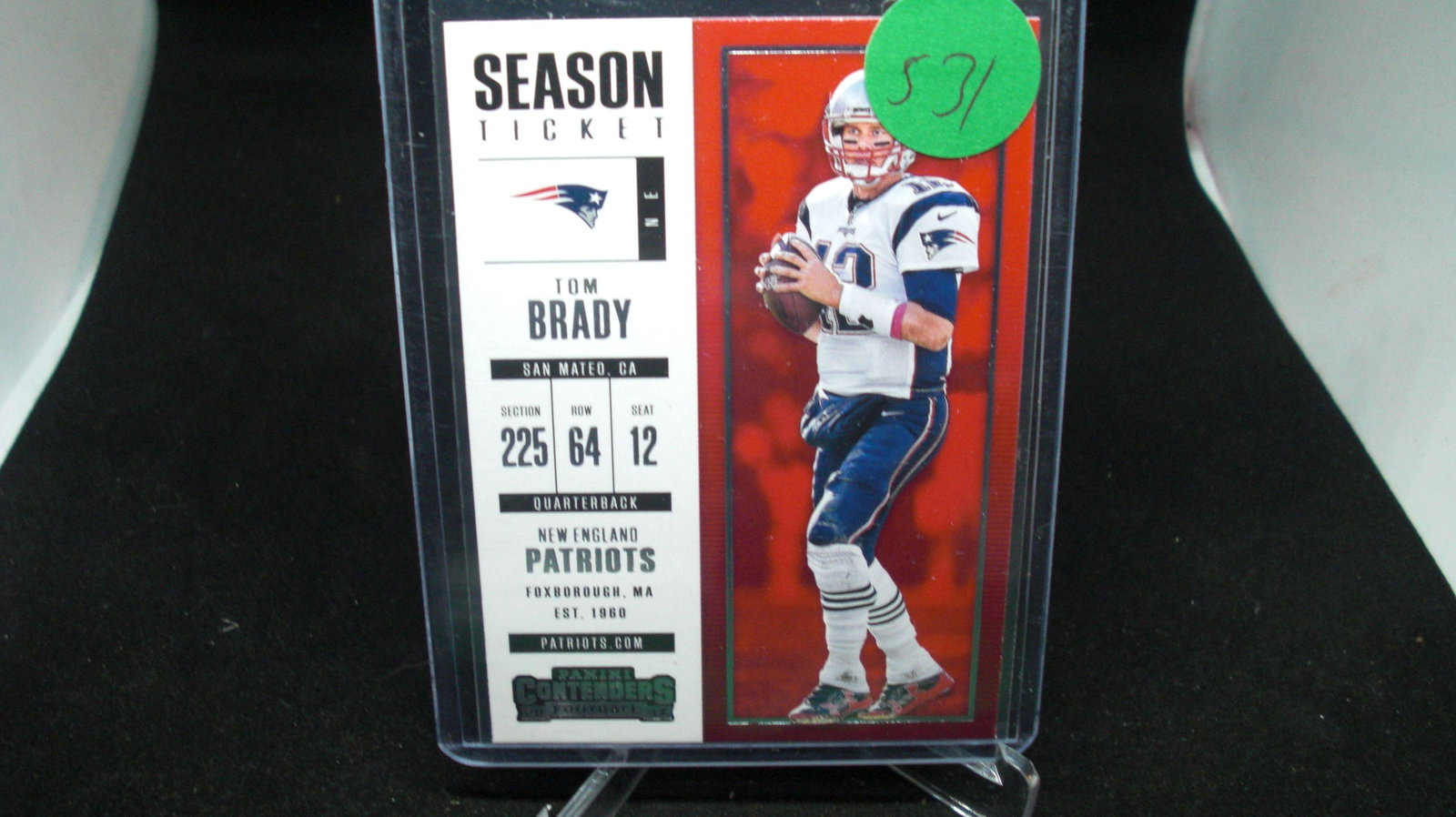tom brady season ticket: in top loader
