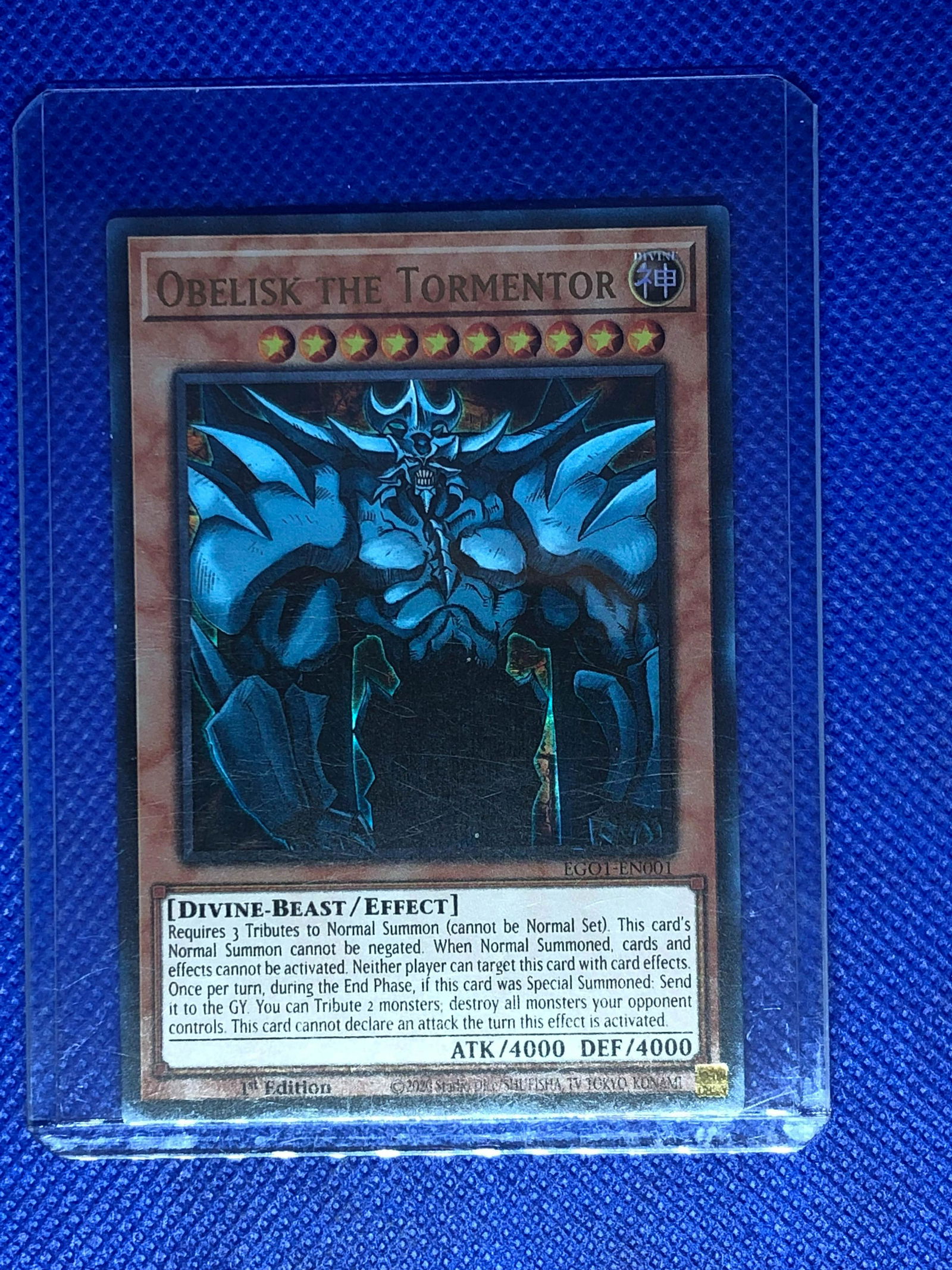 Obelisk the Tormentor Holo 1st Edition Yugioh Card (1 of 1)