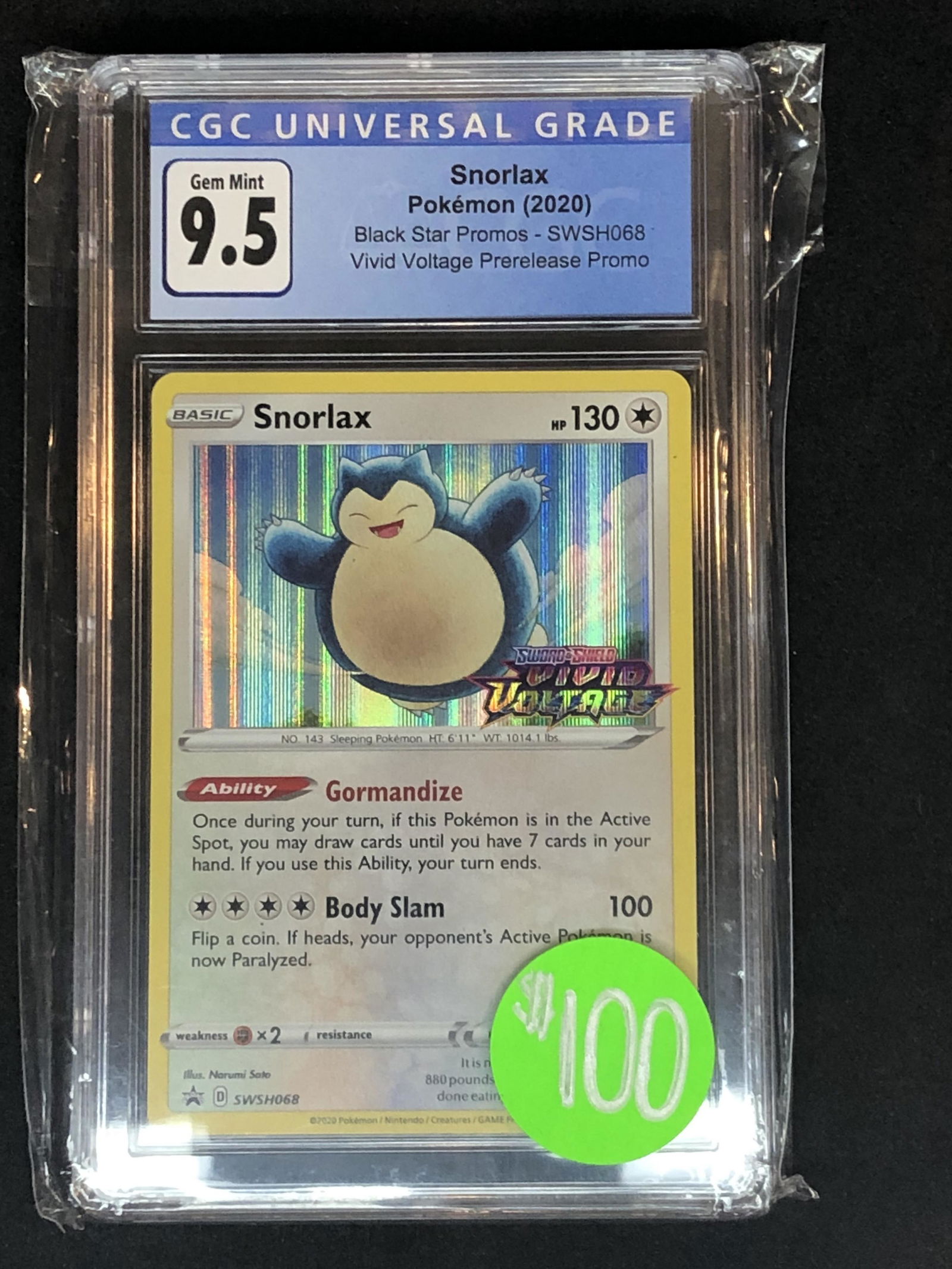 Snorlax Vivid Voltage Prerelease Promo CGC 9.5 (1 of 1)