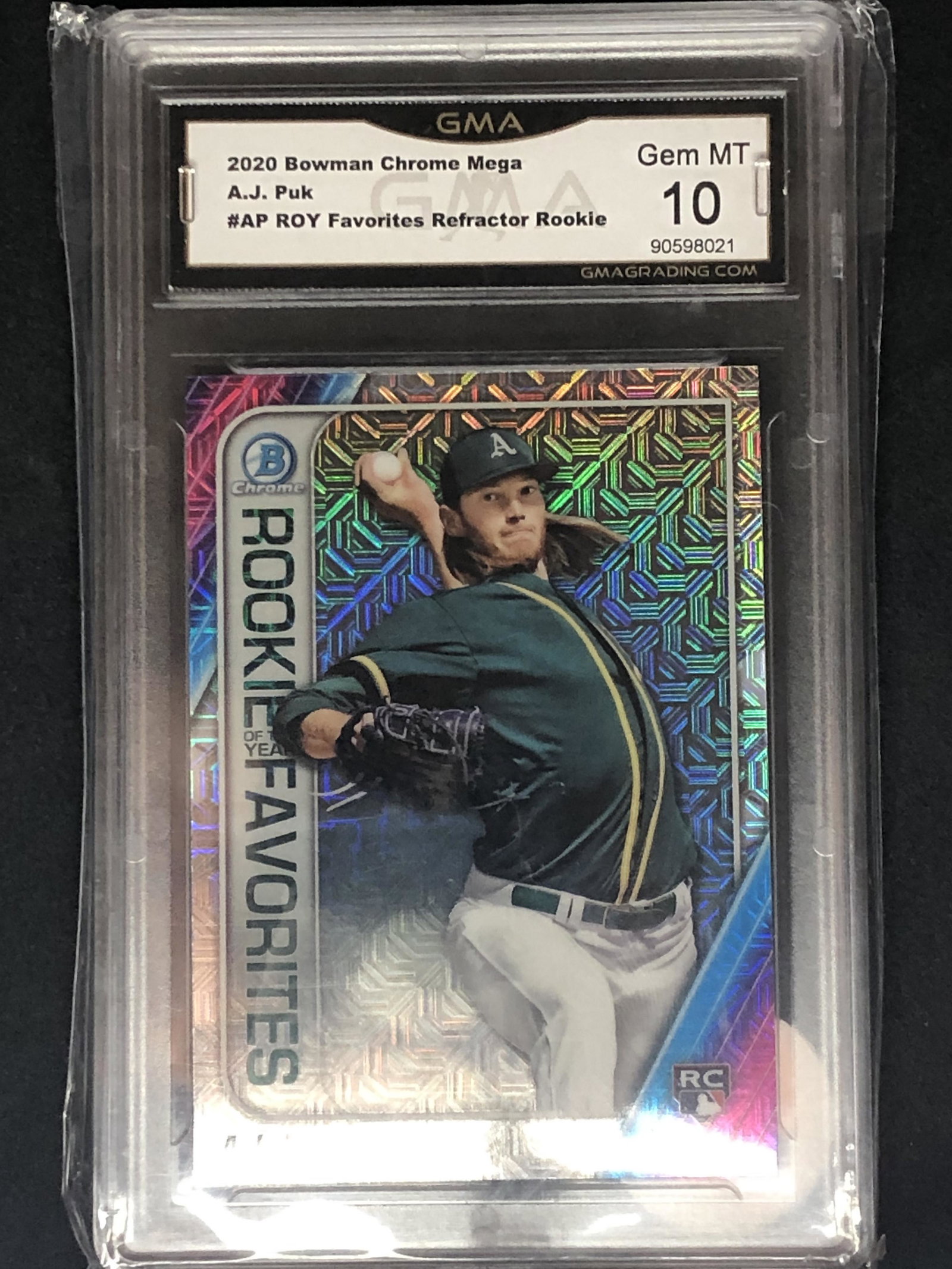 AJ Puk Bowman Chrome Mega ROY GMA 10: Sports Trading Card