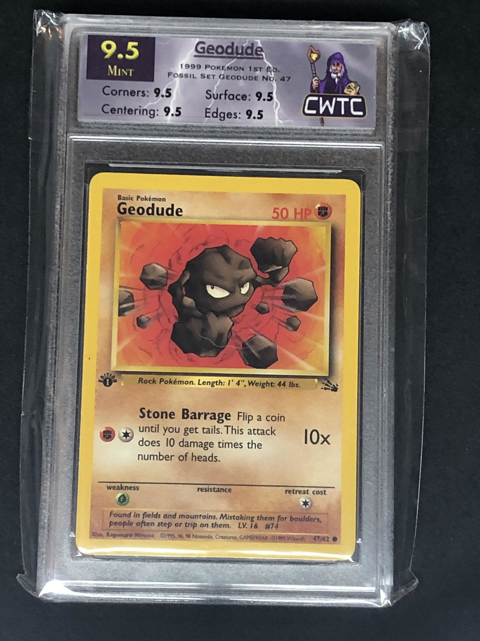Geodude 1st Edition Fossil Set CWTC 9.5 (1 of 1)