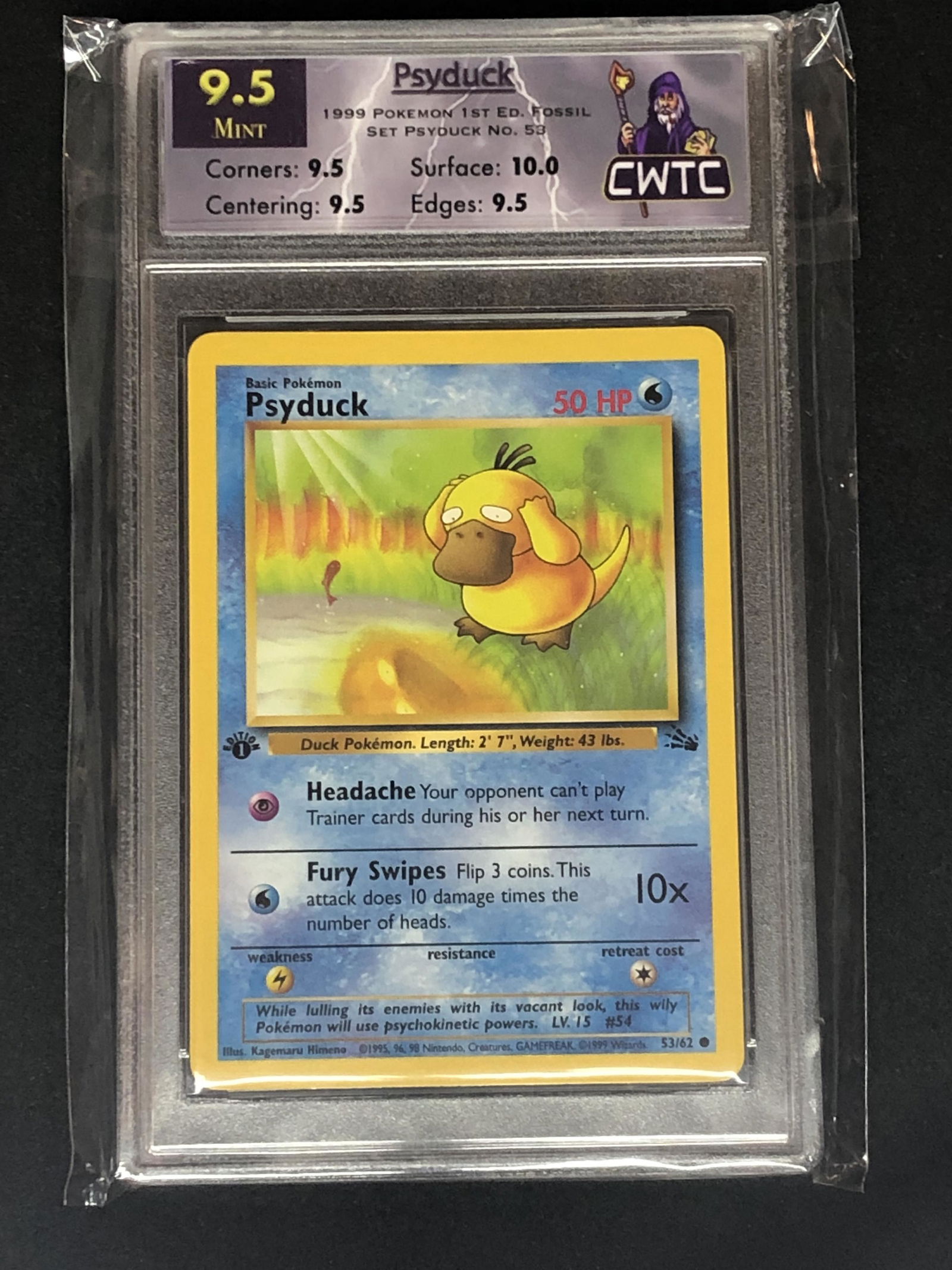 Psyduck 1st Edition Fossil Set CWTC 9.5 (1 of 1)