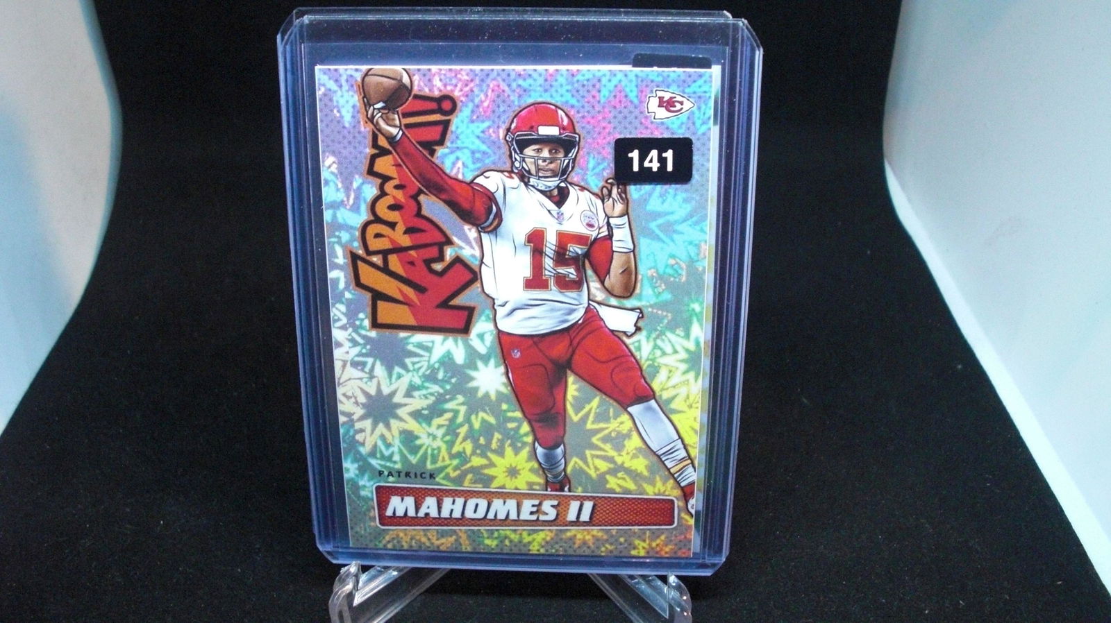 patrick mahomes II kaboom sticker card: star card
