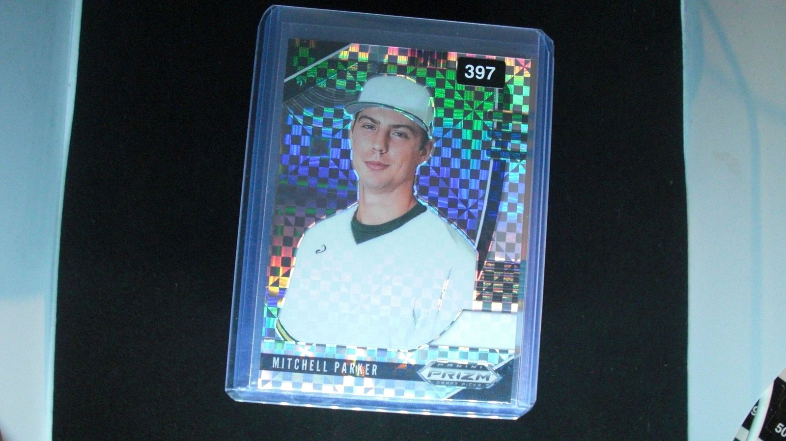 mitchell parker checker prizm 34/35: in top loader