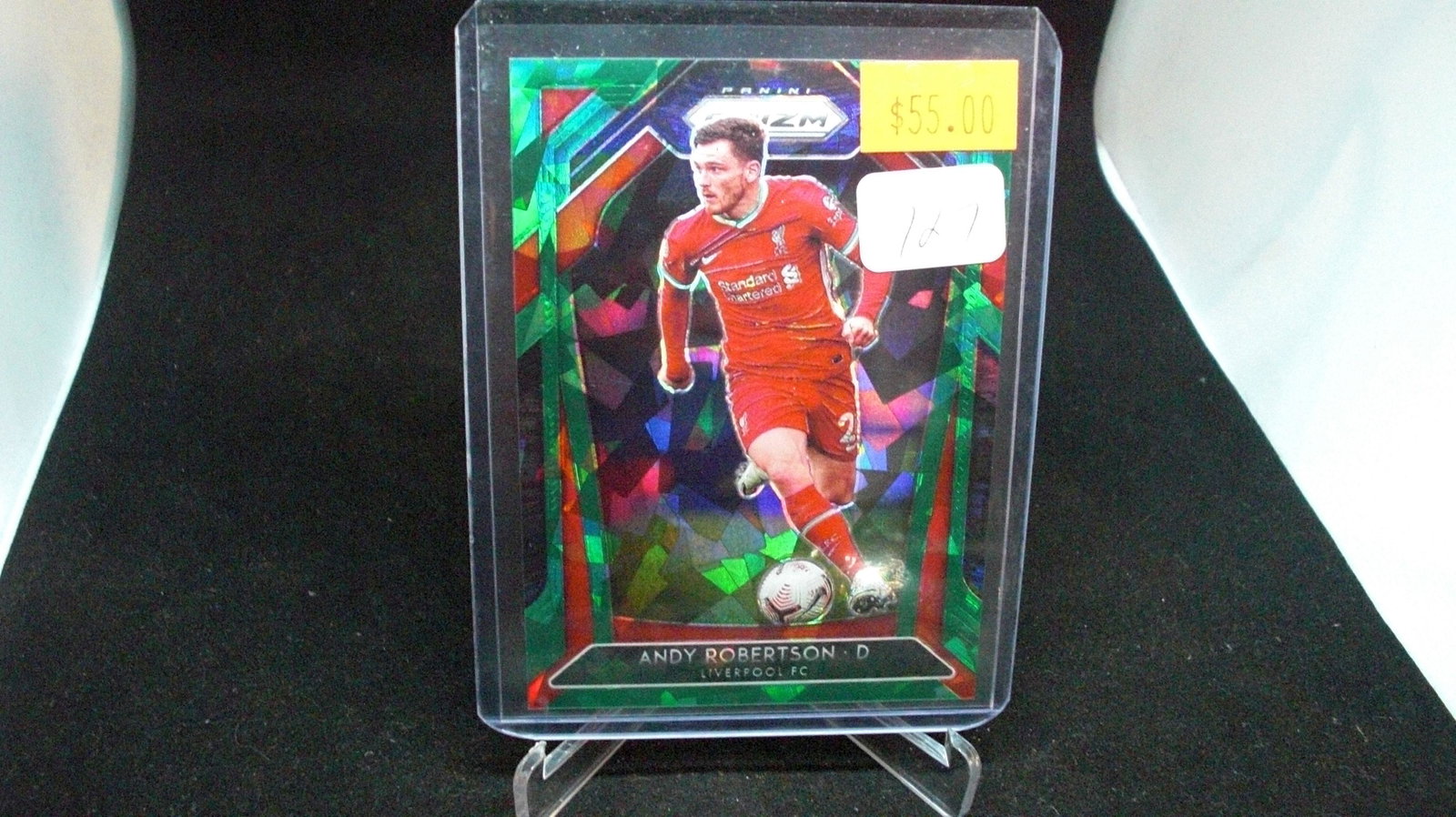 andy robertson green cracked ice soccer card: in top loader
