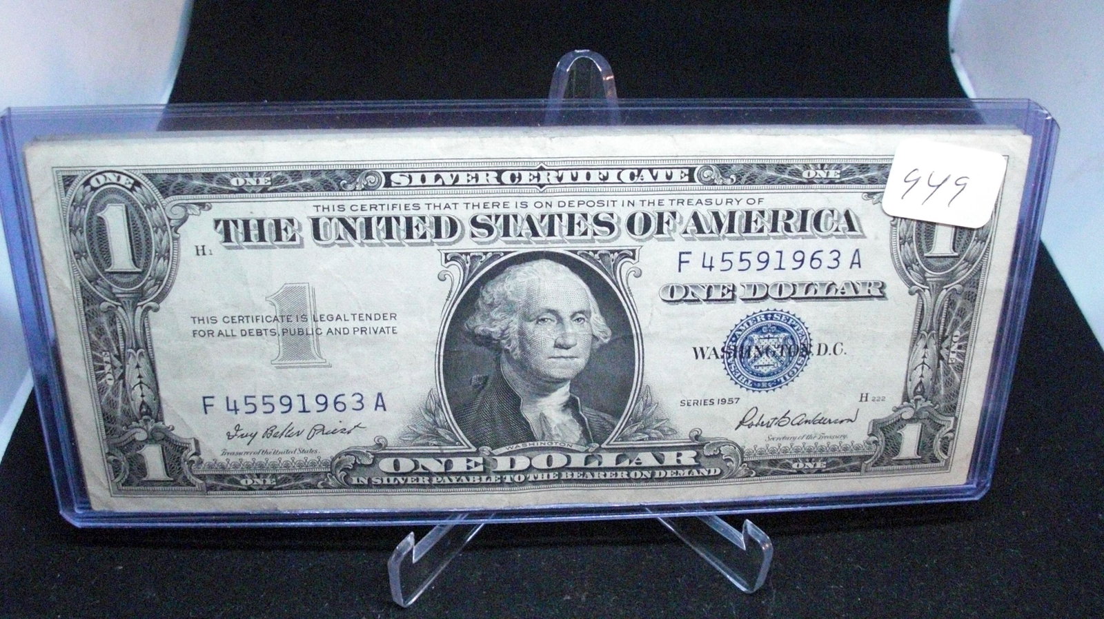 1957 series silver certificate: in top loader