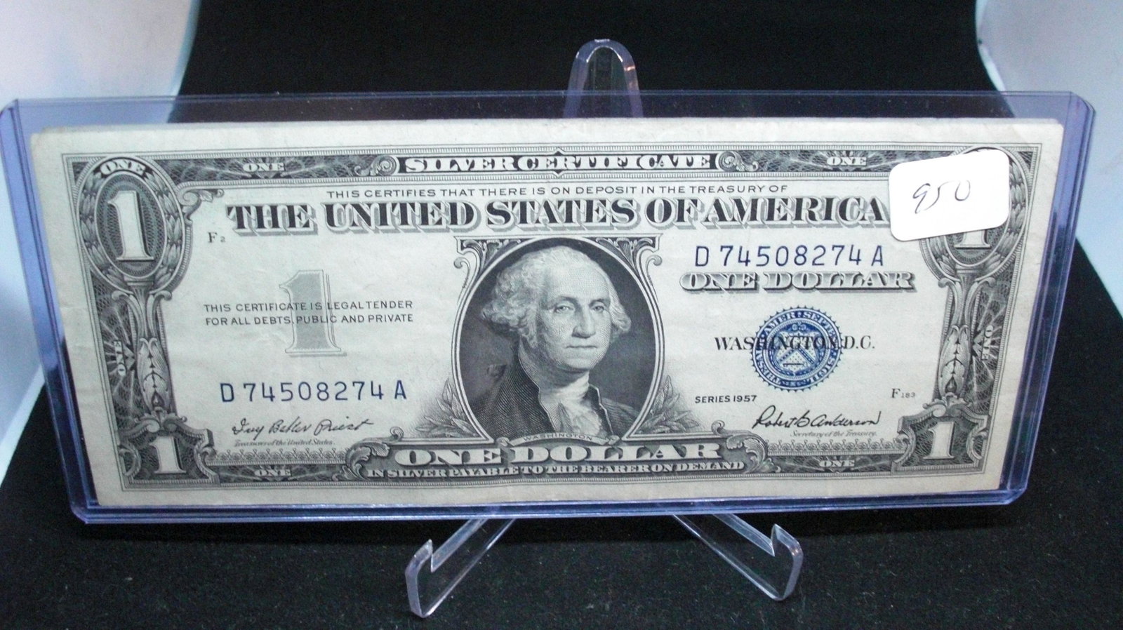 1957 series silver certificate: in top loader