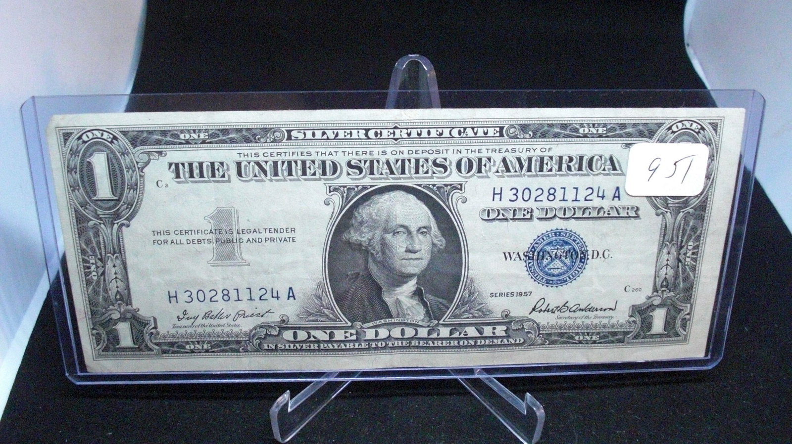1957 series silver certificate: in top loader