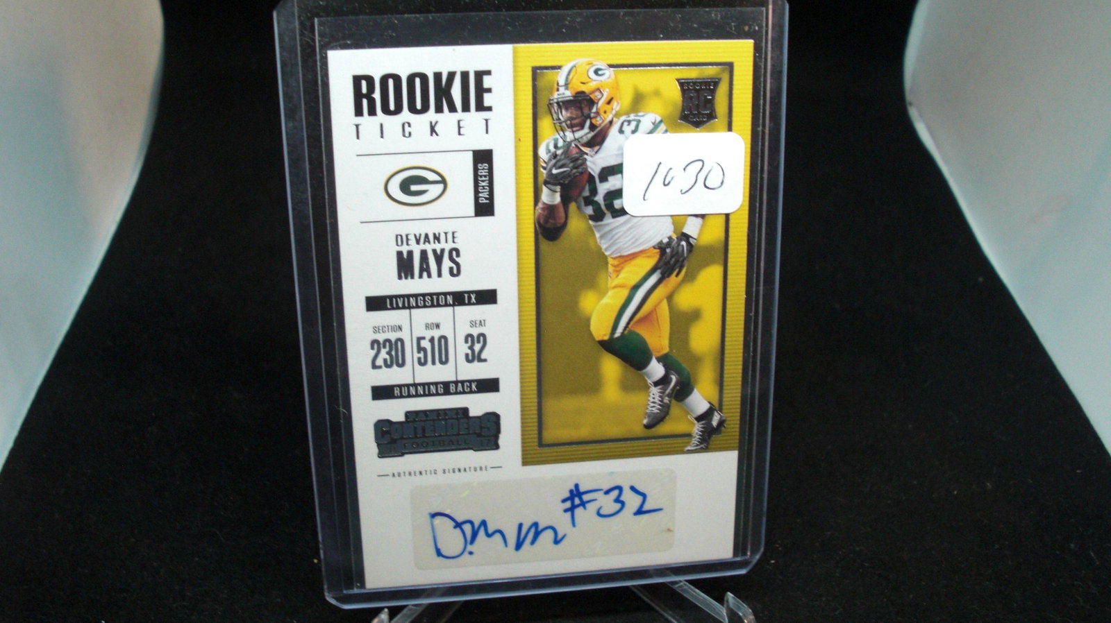 Devante Mays Packers rookie ticket auto: in top loader