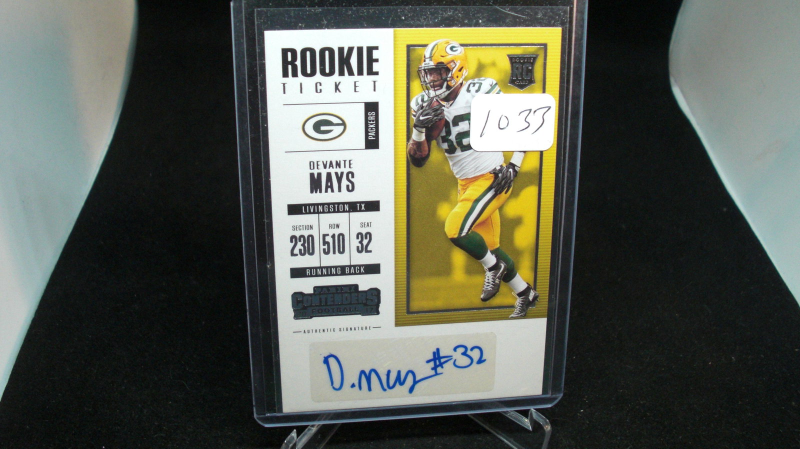 Devante Mays Packers rookie ticket auto: in top loader