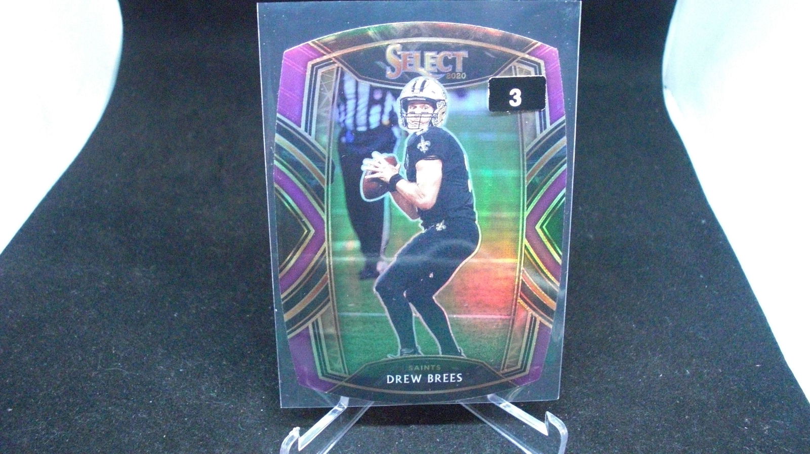 DREW BREES PURPLE DIE-CUT CARD (1 of 1)