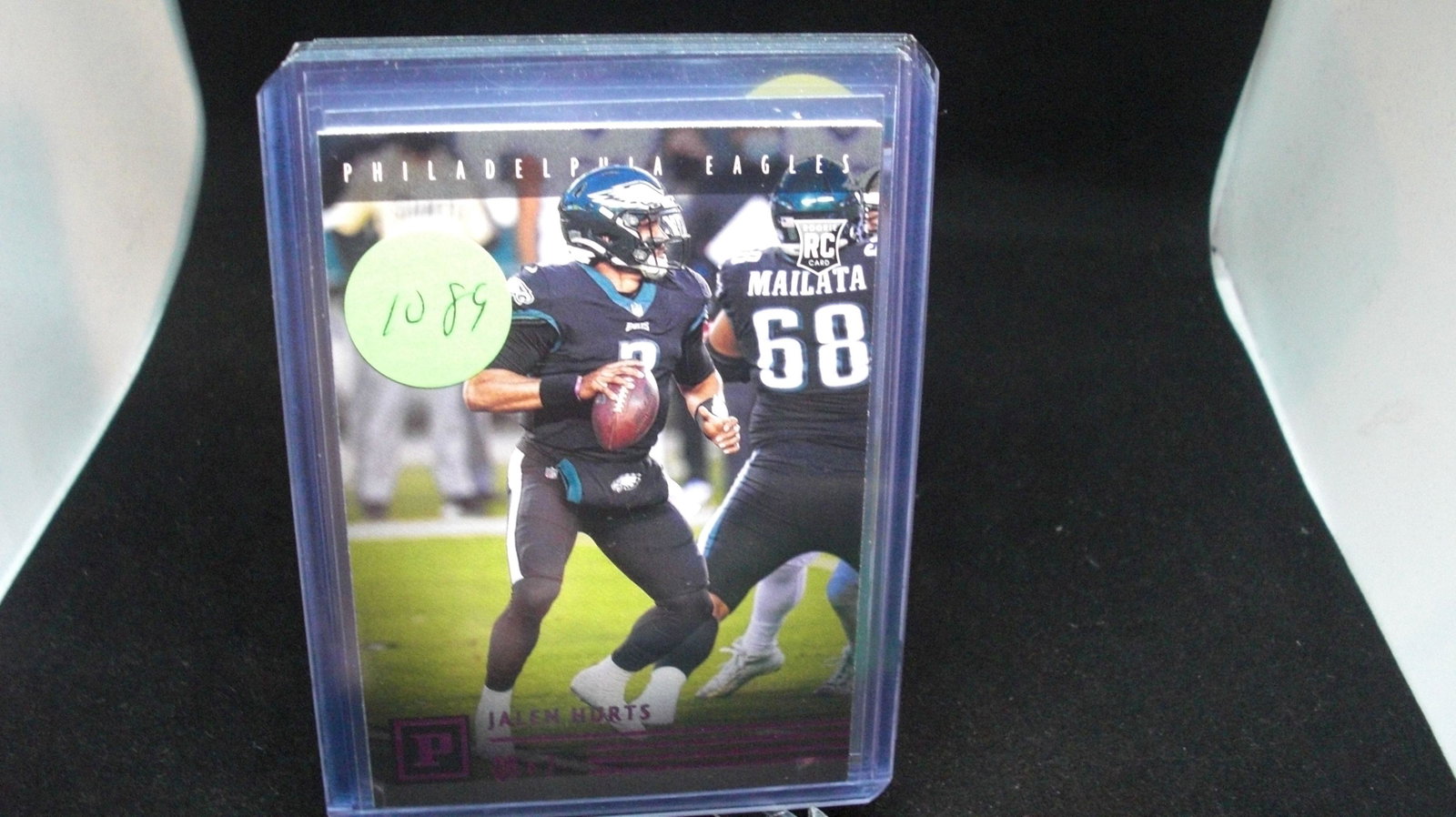 jalen hurts purple foil rookie: in top loader