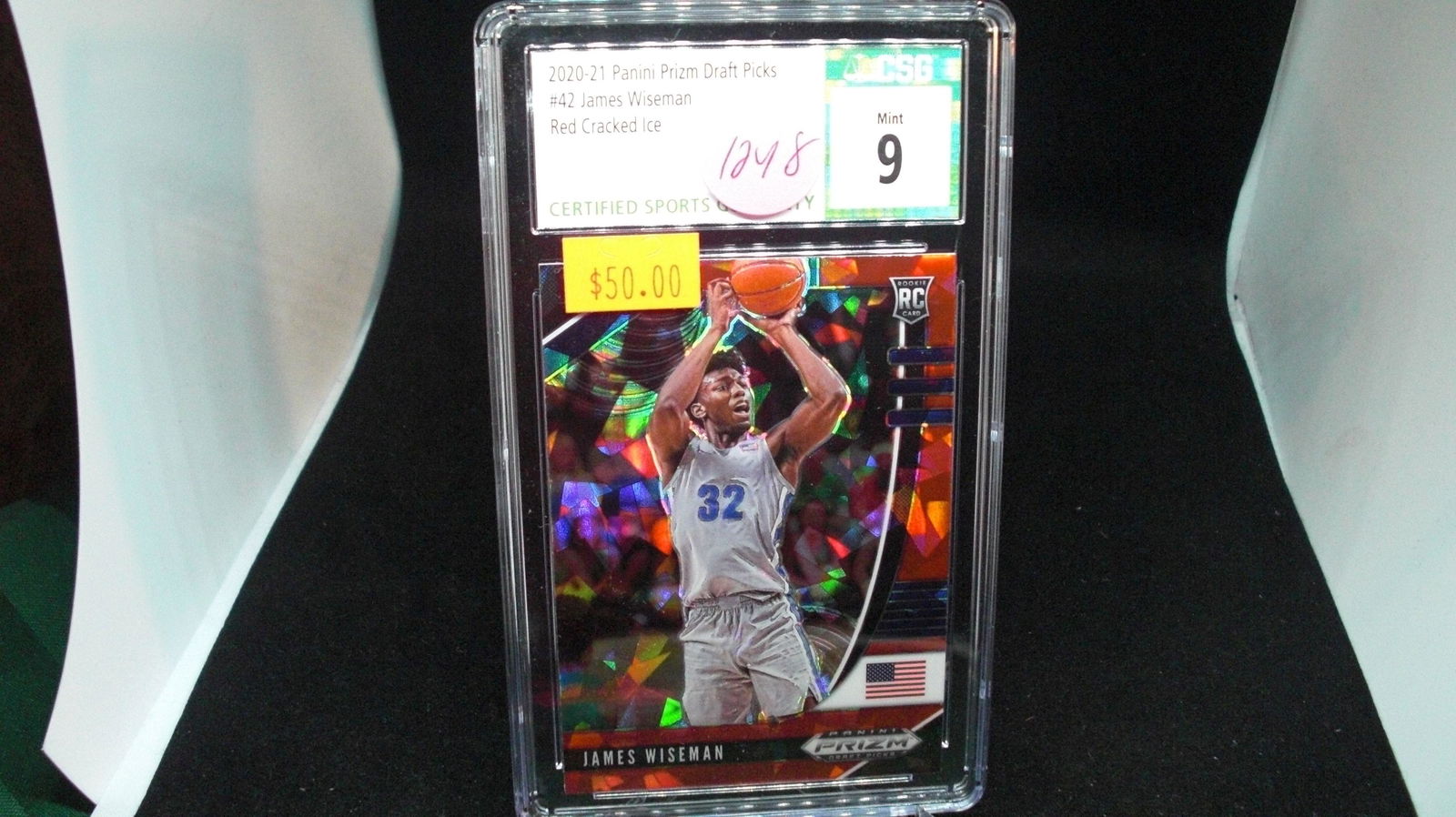 csg graded mint 9 james wiseman cracked ice prizm (1 of 1)
