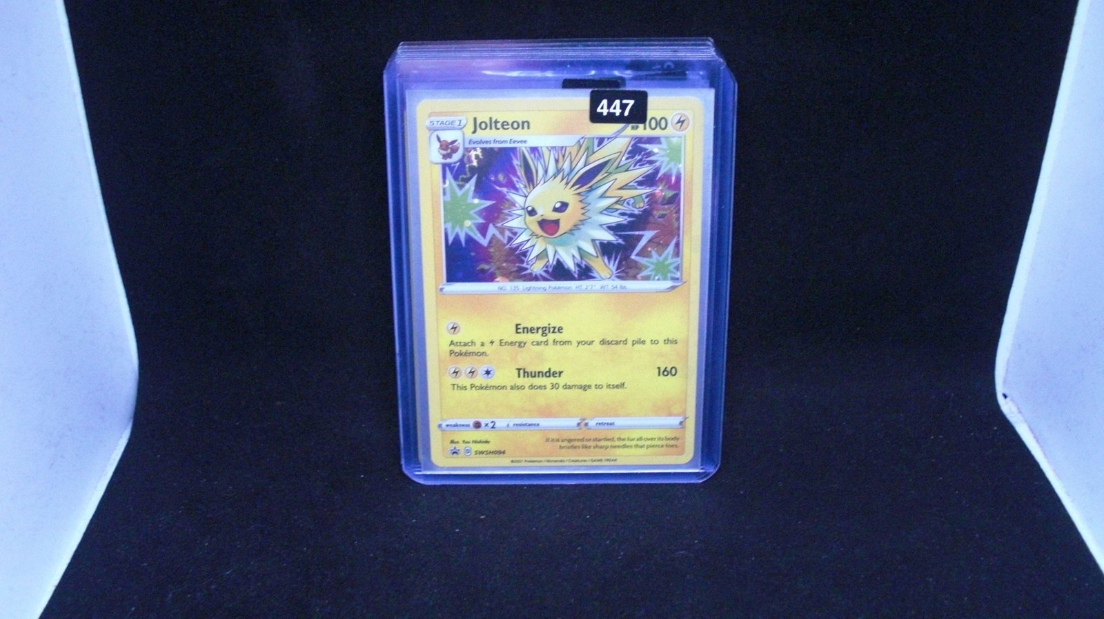 pokemon holo foil card jolteon: in top loader