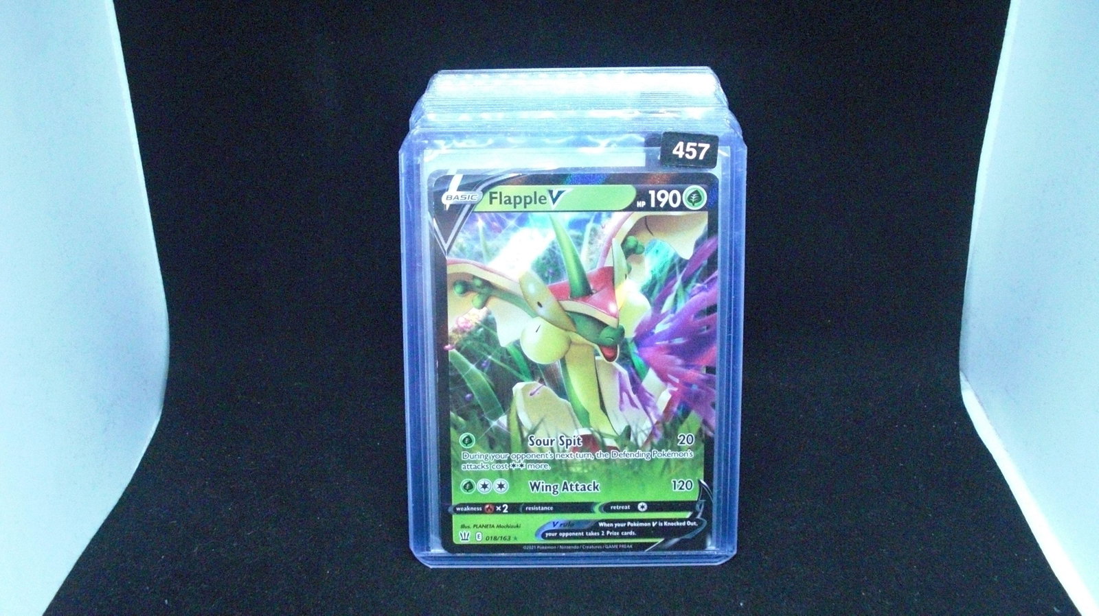 pokemon holo foil card flapple: in top loader