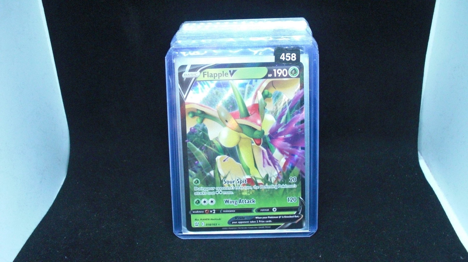 pokemon holo foil card flapple: in top loader
