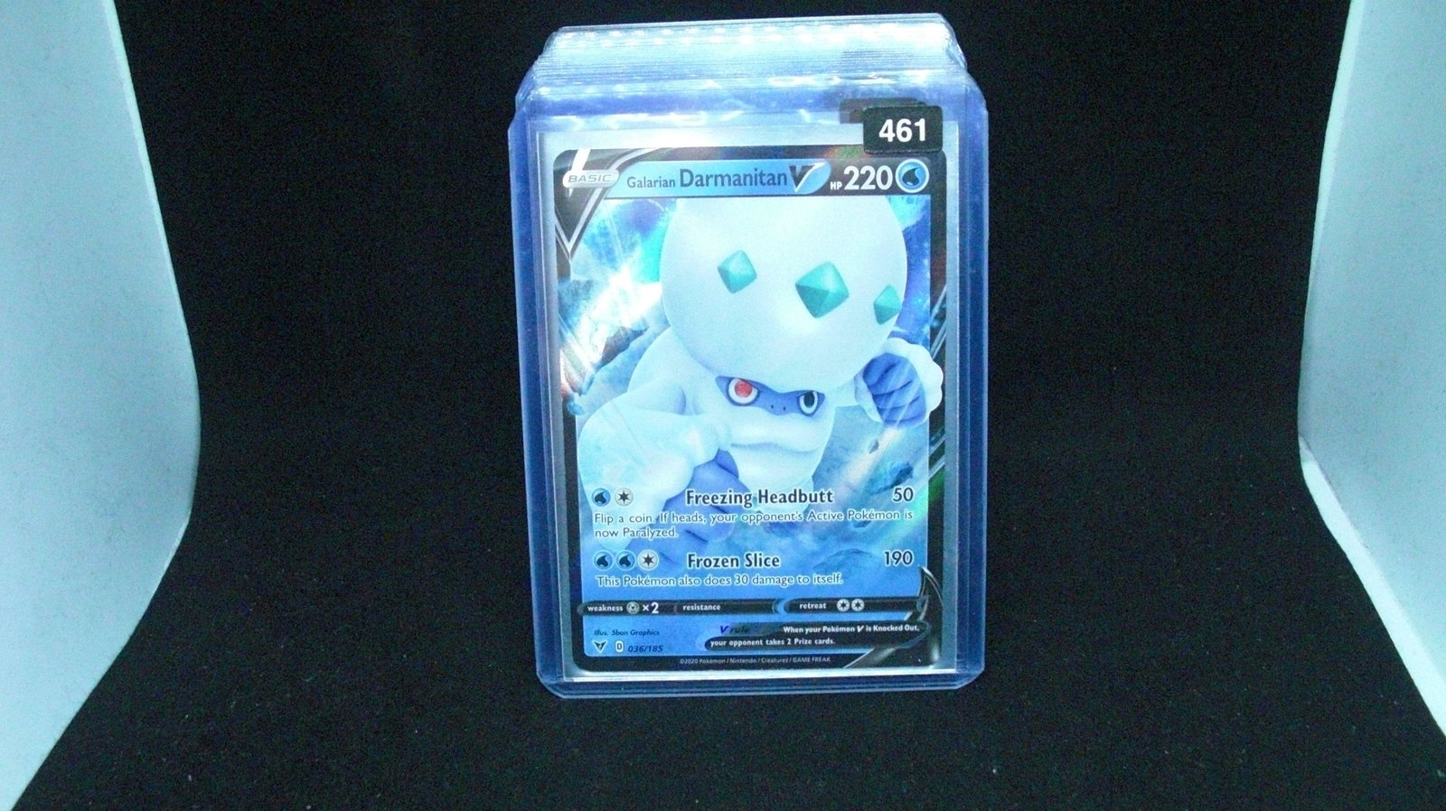 pokemon holo foil card darmantian: in top loader