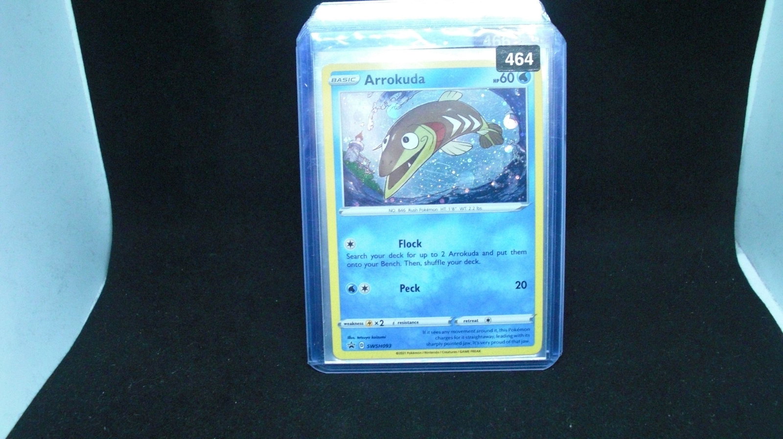 pokemon holo foil card arrokuda: in top loader