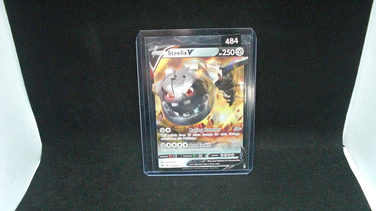 pokemon holo foil card steelix: in top loader