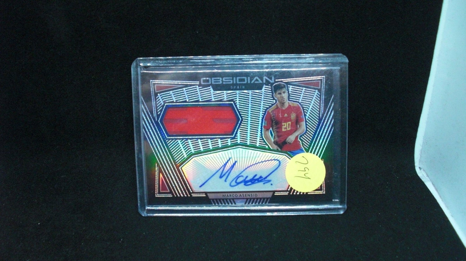 marco asensio obdian soccer jersey card 43/99: in top loader