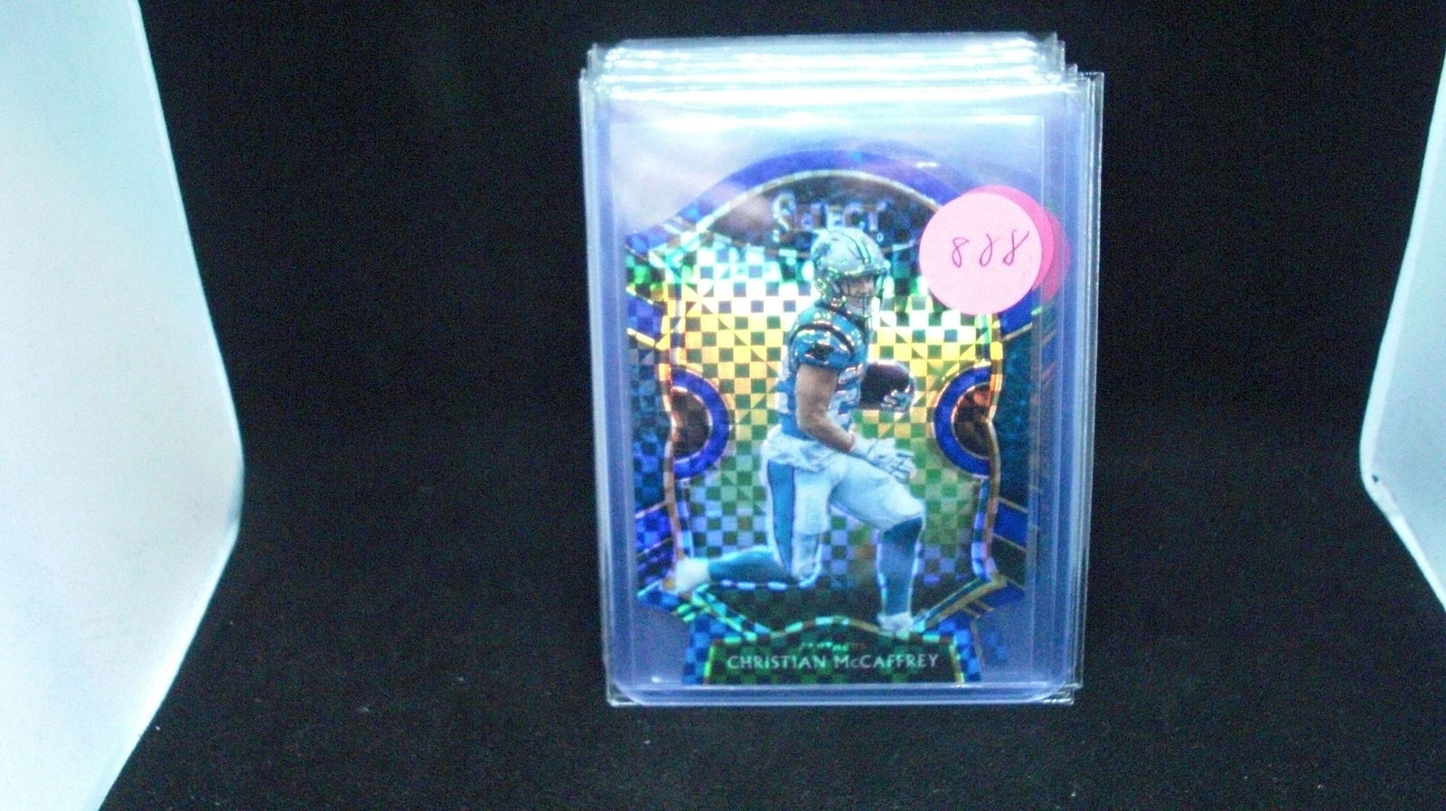 Christian McCaffrey Panthers blue checkered diecut (1 of 1)