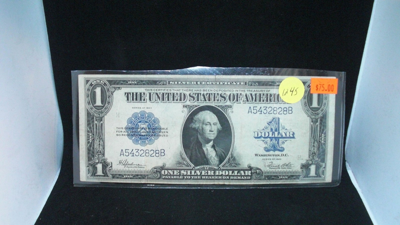 1923 series horse blanket us 1 dollar bill: In top loader