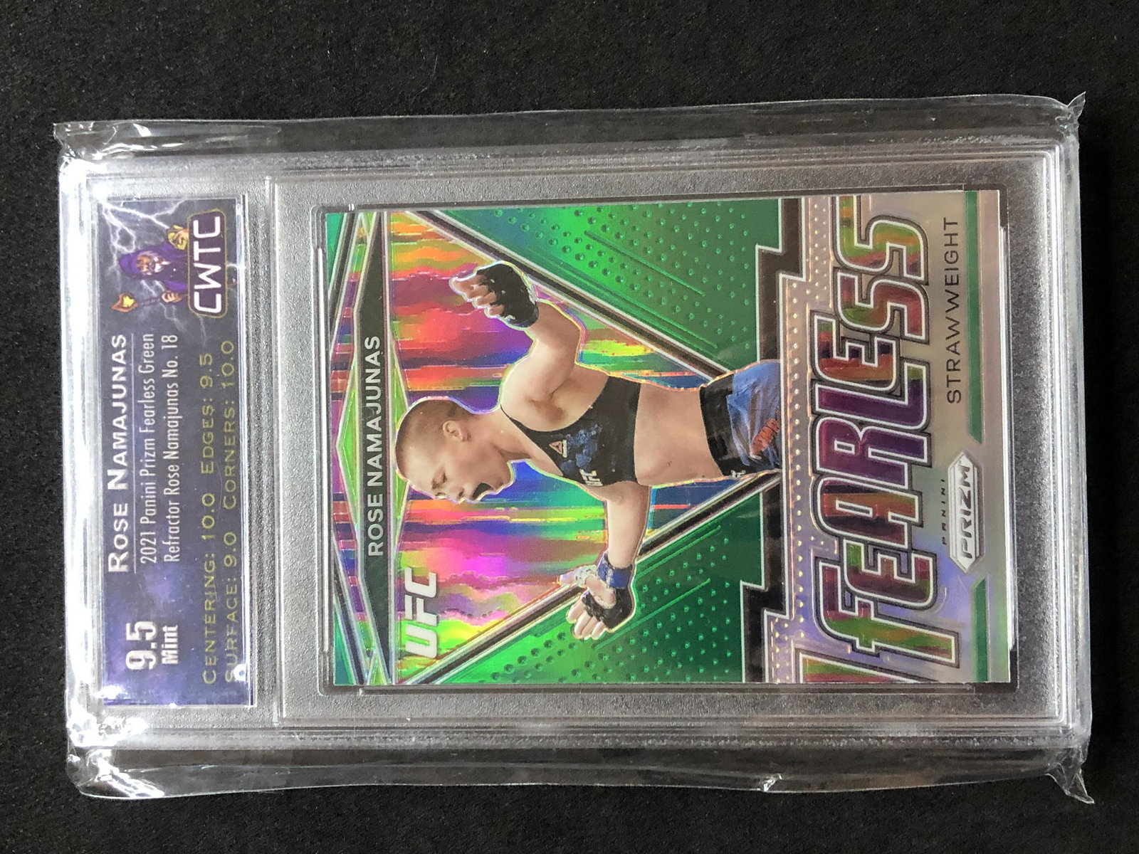 Rose Namajunas Panini Prizm Fearless Green Refractor (1 of 1)