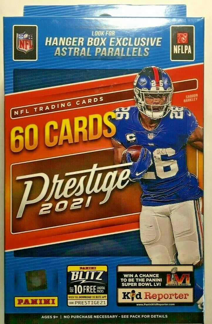 2021 prestige football sealed hanger box: look for mac jones and trevor lawrence rookies