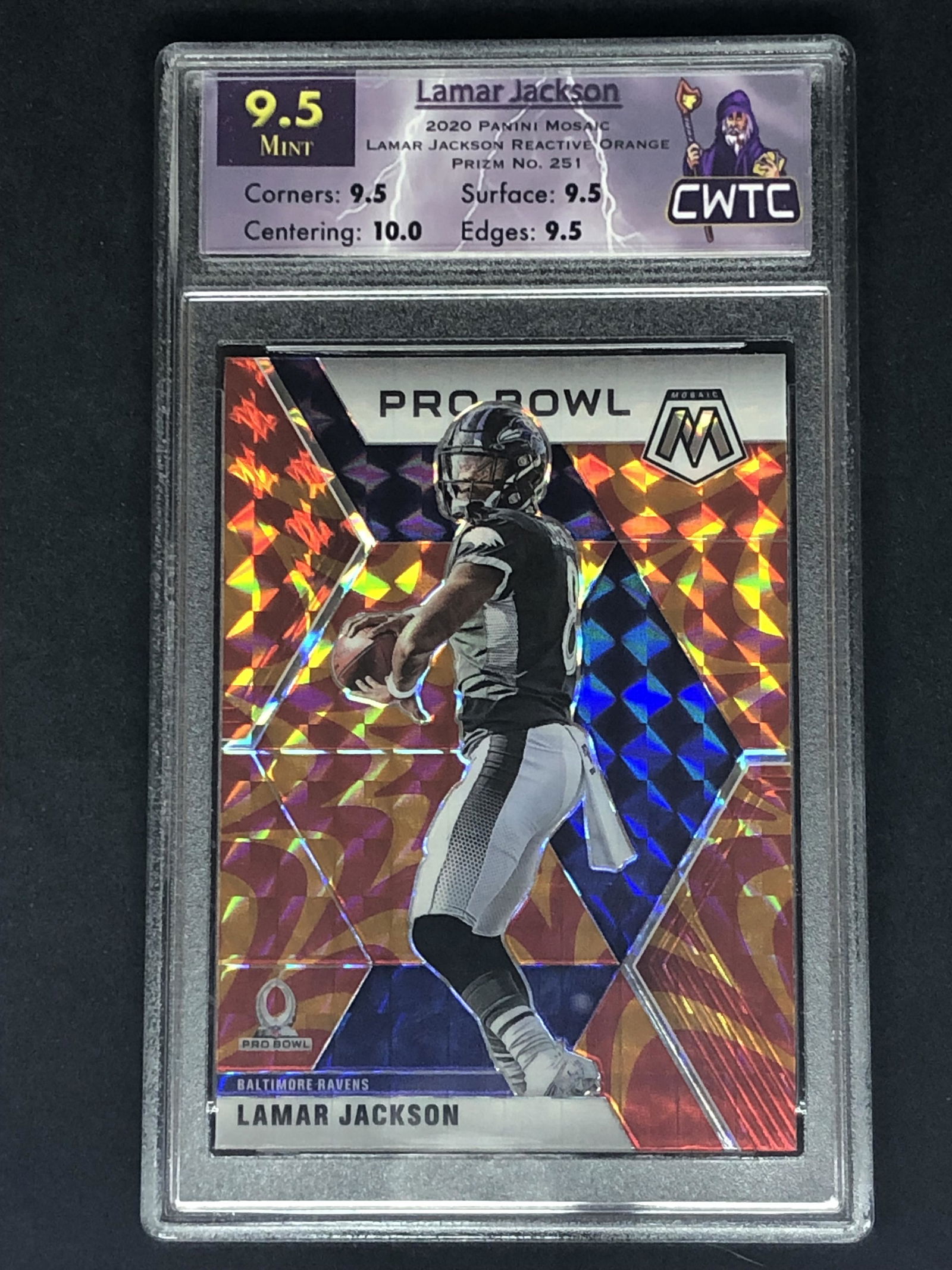 Lamar Jackson Panini Mosaic Reactive Orange CWTC 9.5 (1 of 1)