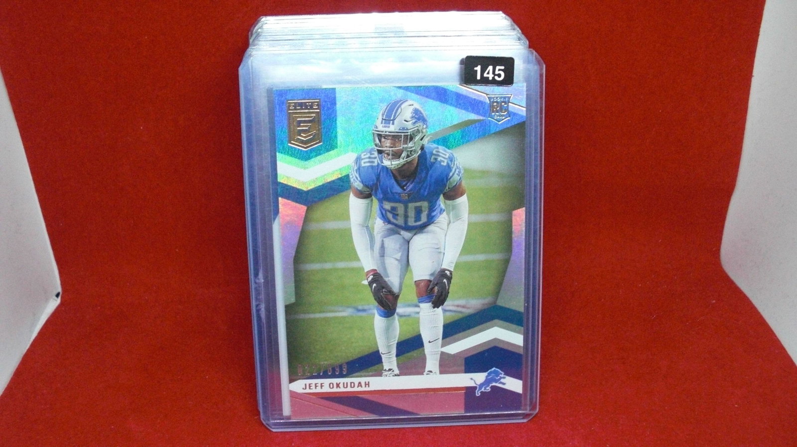 jeff okudah numbered rookie 022/899: in top loader