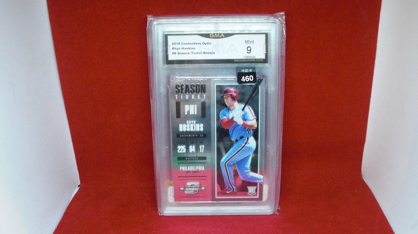 GMA graded mint 9 Rhys Hoskins season ticket rookie: graded trading card