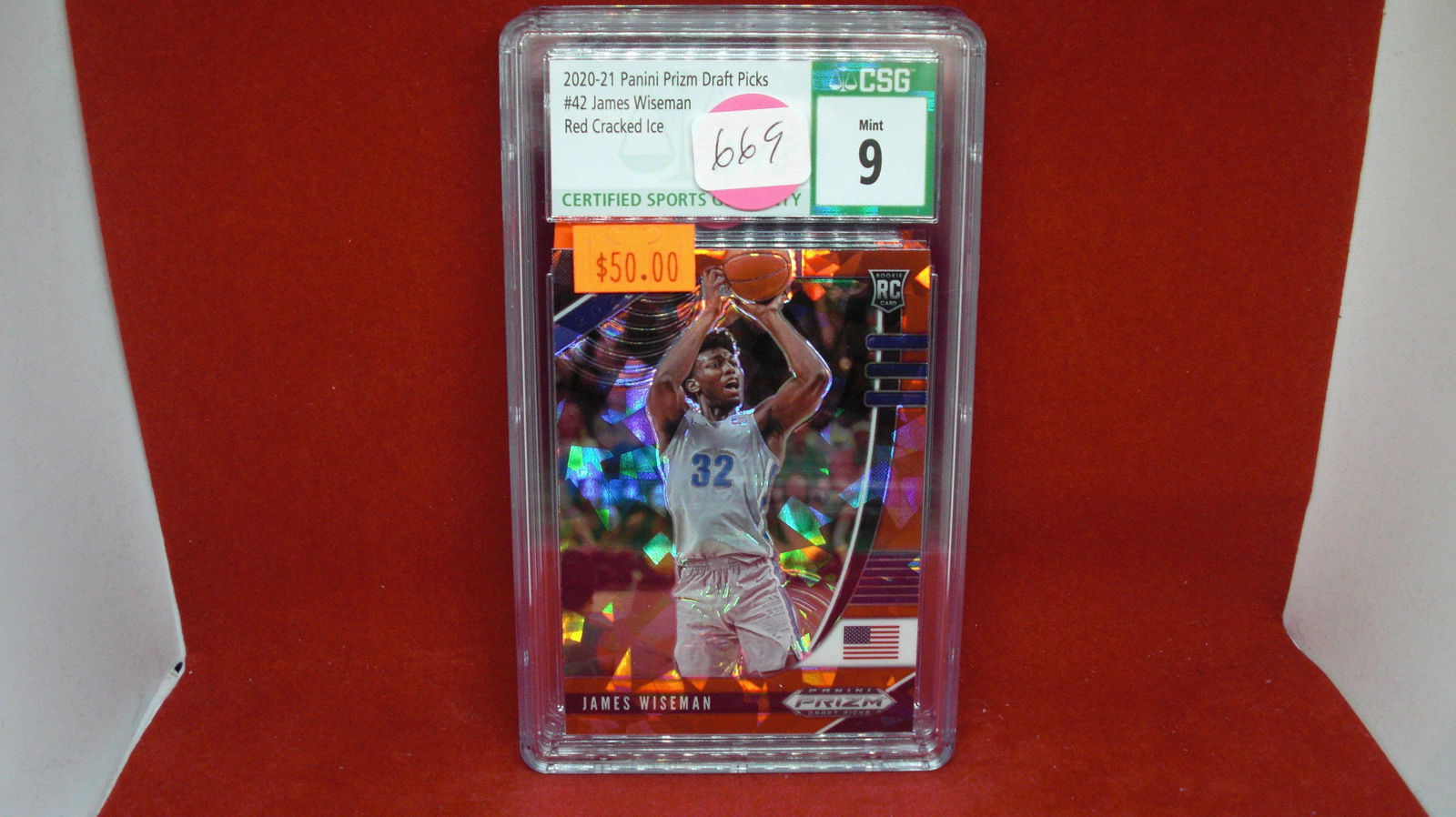 CSG graded 9 james wiseman red ice rookie (1 of 1)