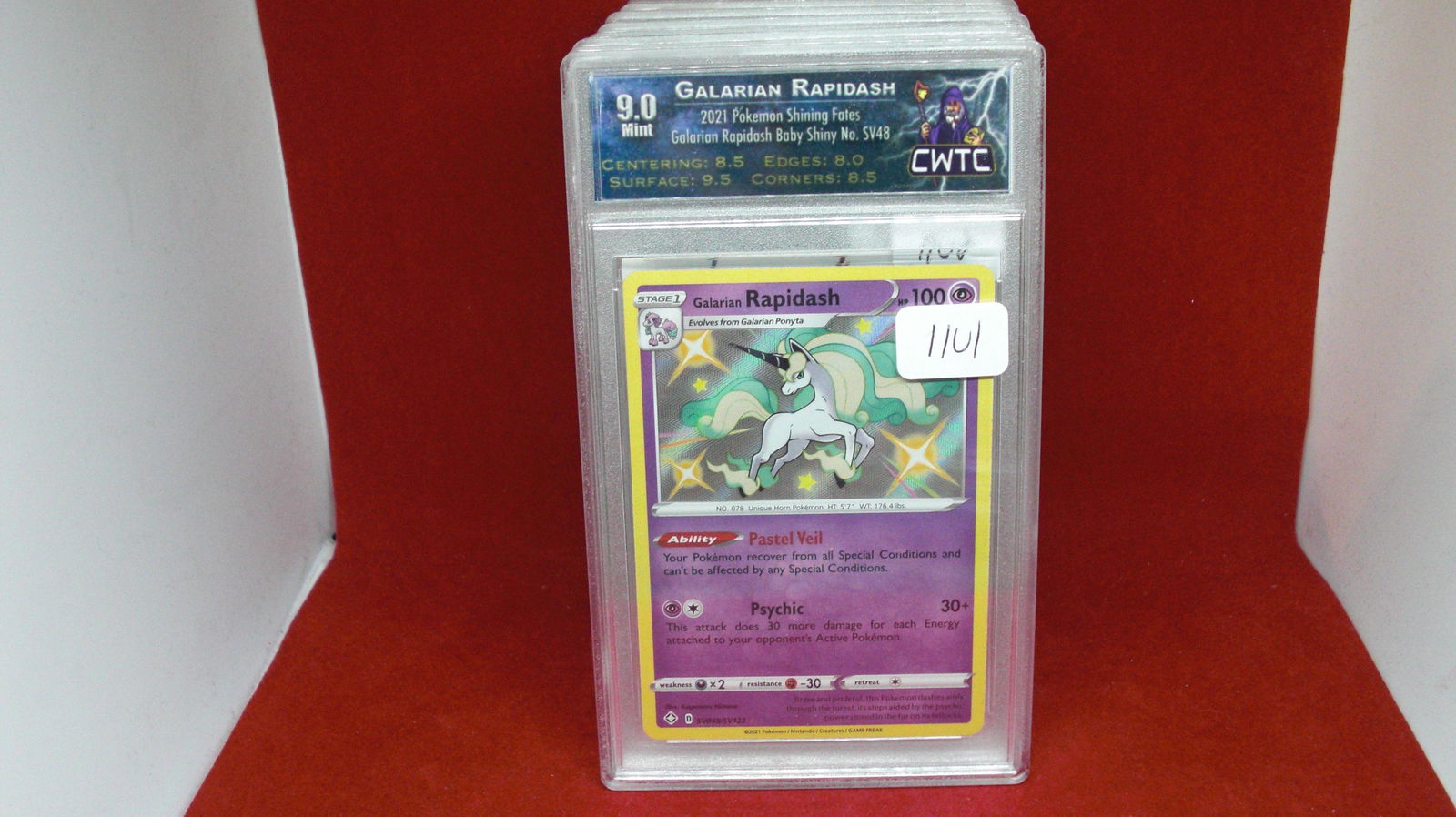 cwtc graded 9.0 galarian rapidash holo foil (1 of 1)