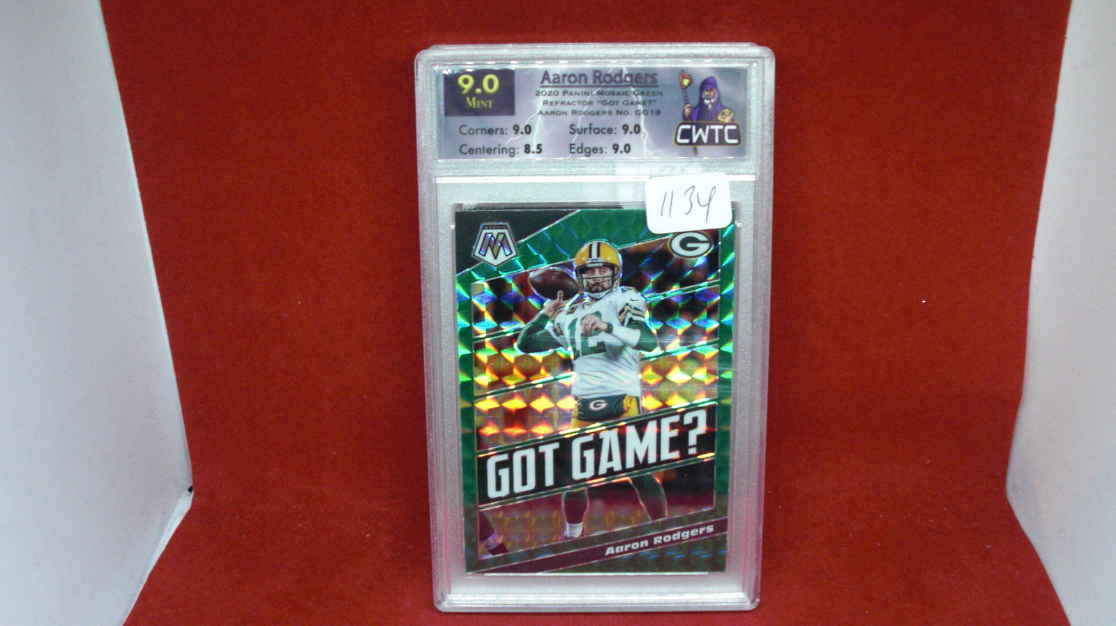 cwtc graded 9.0 aaron rodgers green mosaic (1 of 1)